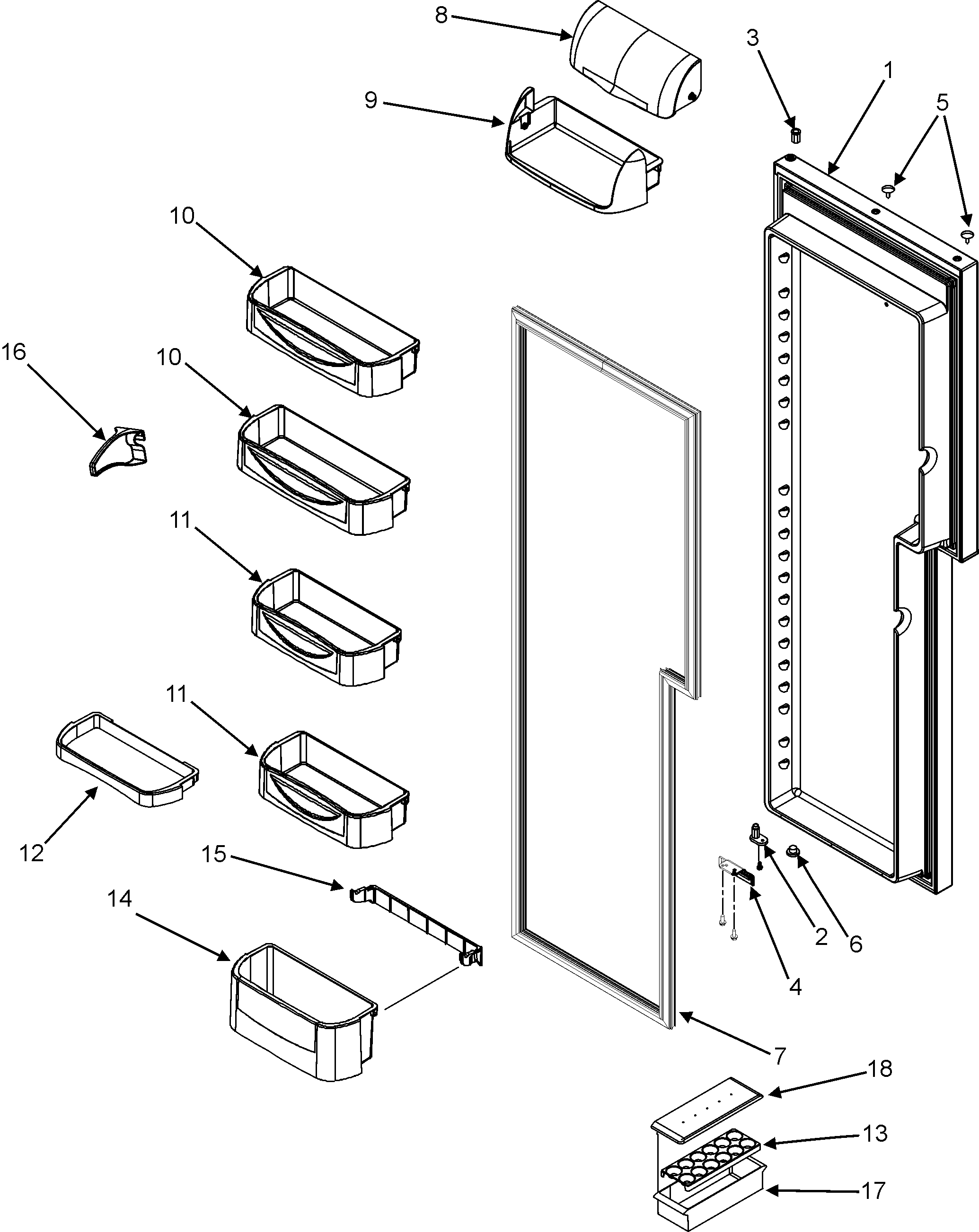 Maytag GZ2626GEKS refrigerator door diagram
