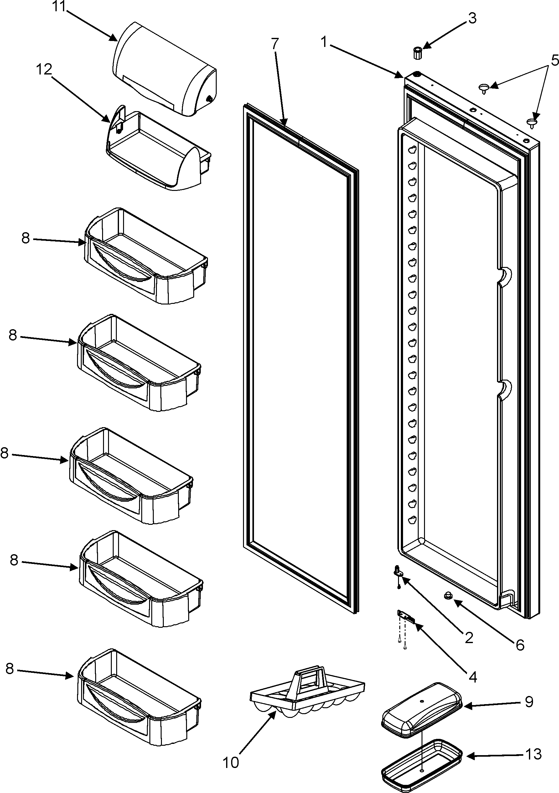 Jenn-Air JSD2690HEB refrigerator door diagram