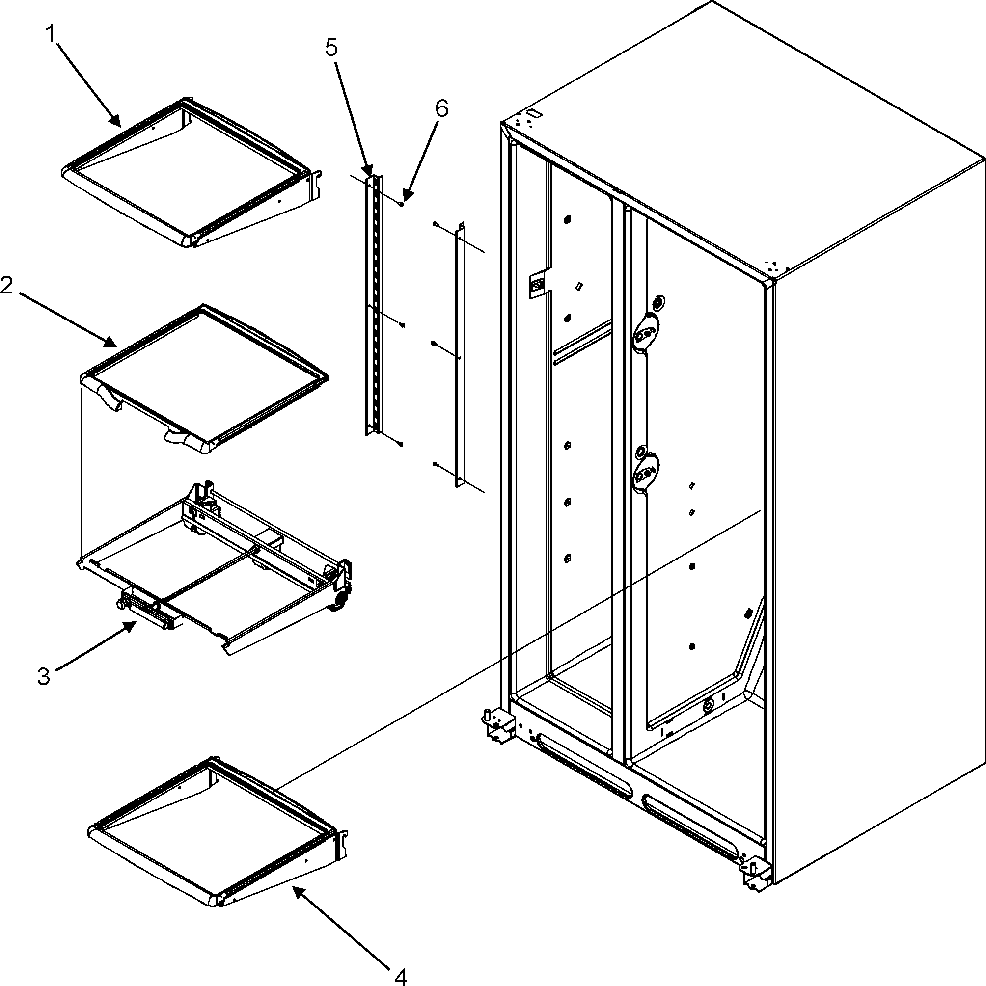 Jenn-Air JSD2690HEB refrigerator shelves diagram