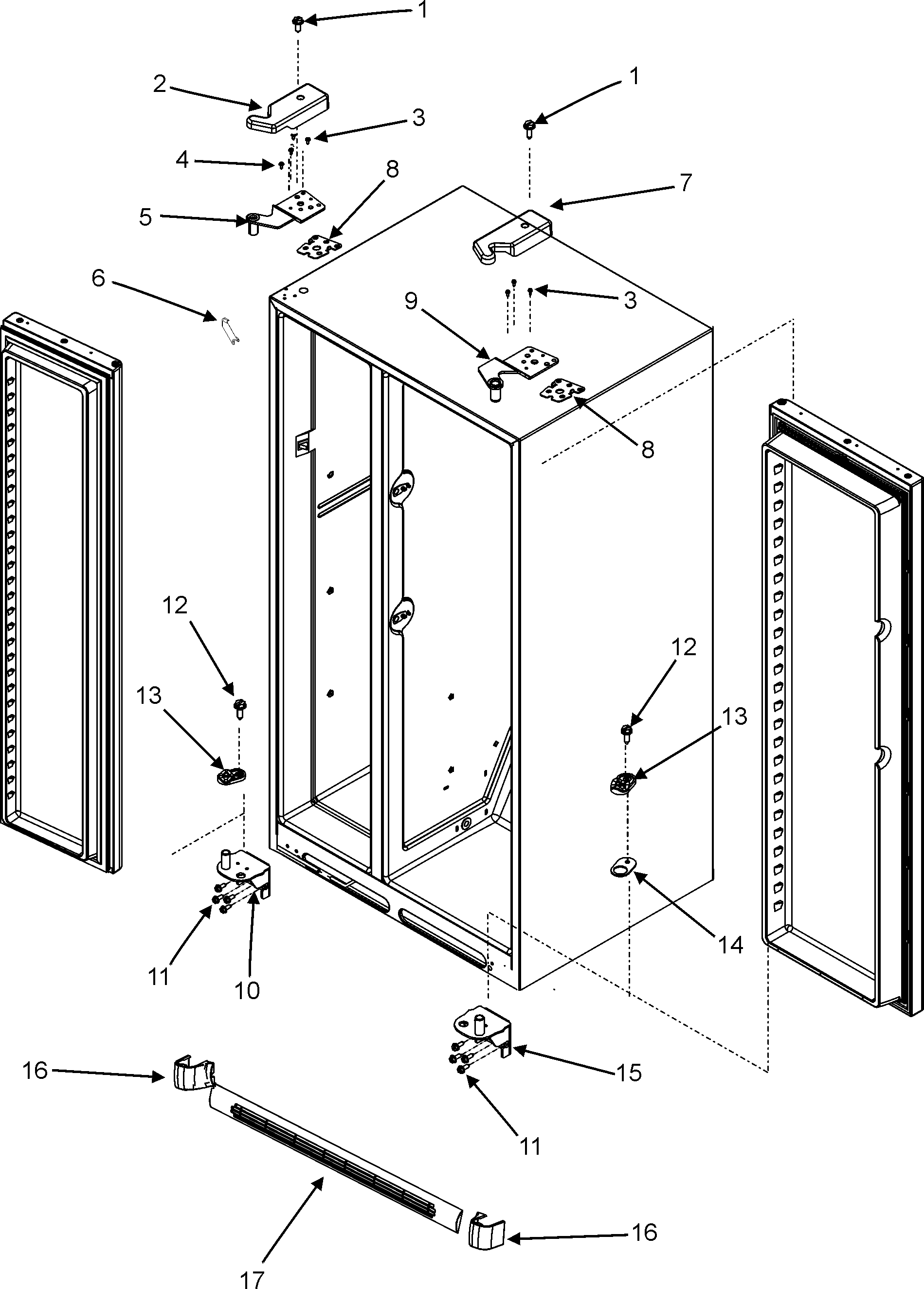 Maytag GC2225PEKW hinges & toe grille diagram