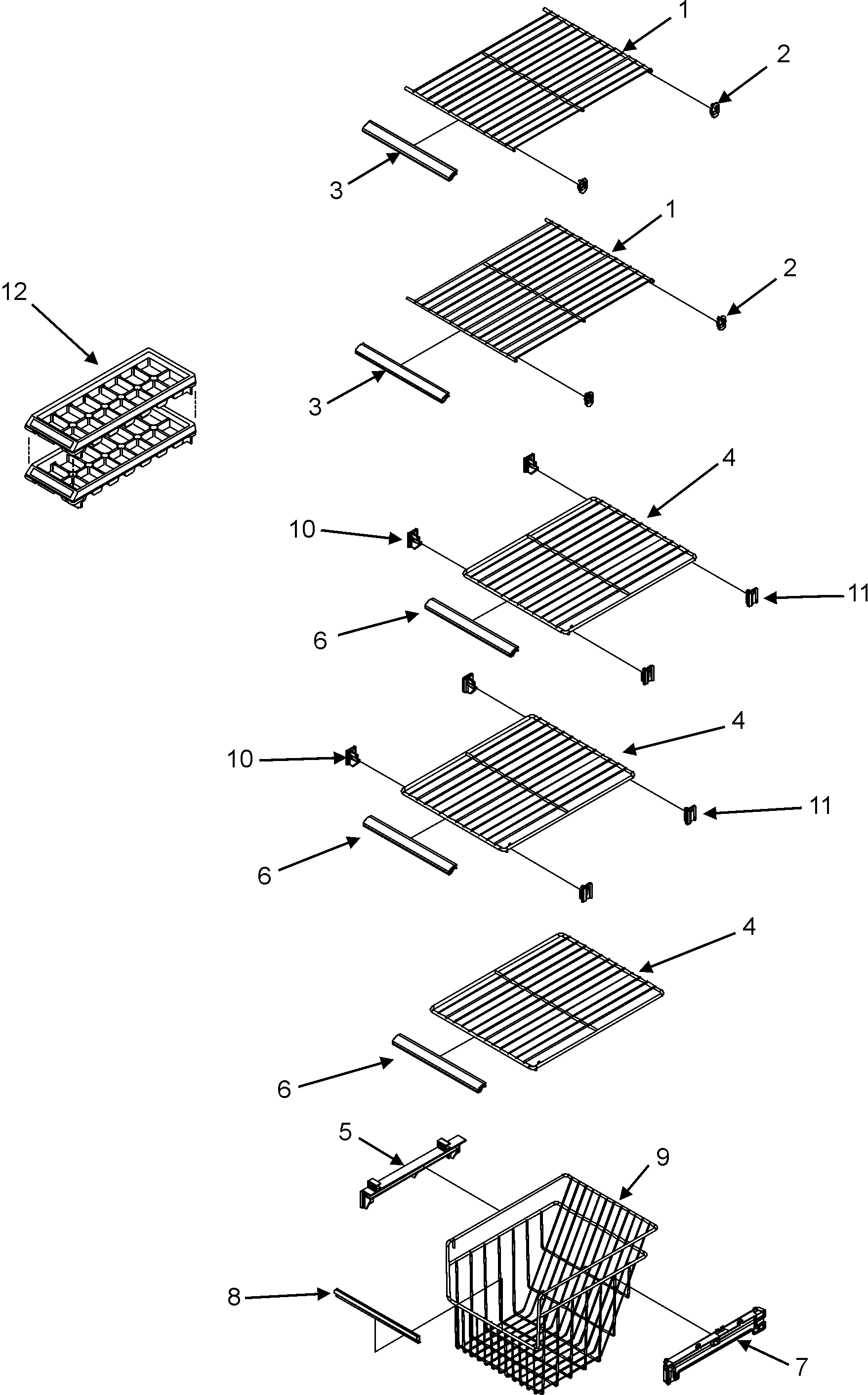 Maytag GC2225PEKW freezer shelves diagram