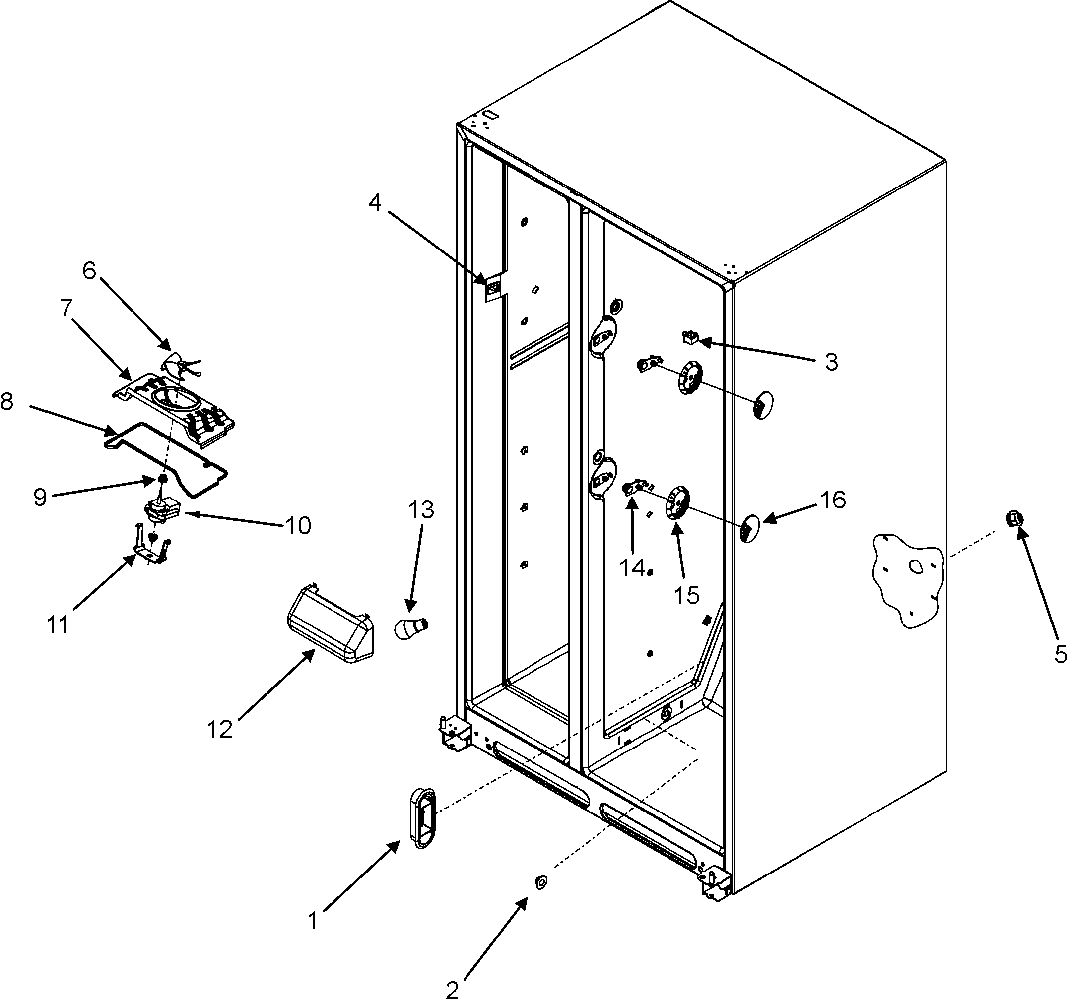 Maytag GC2225PEKW evap fan & crisp light diagram