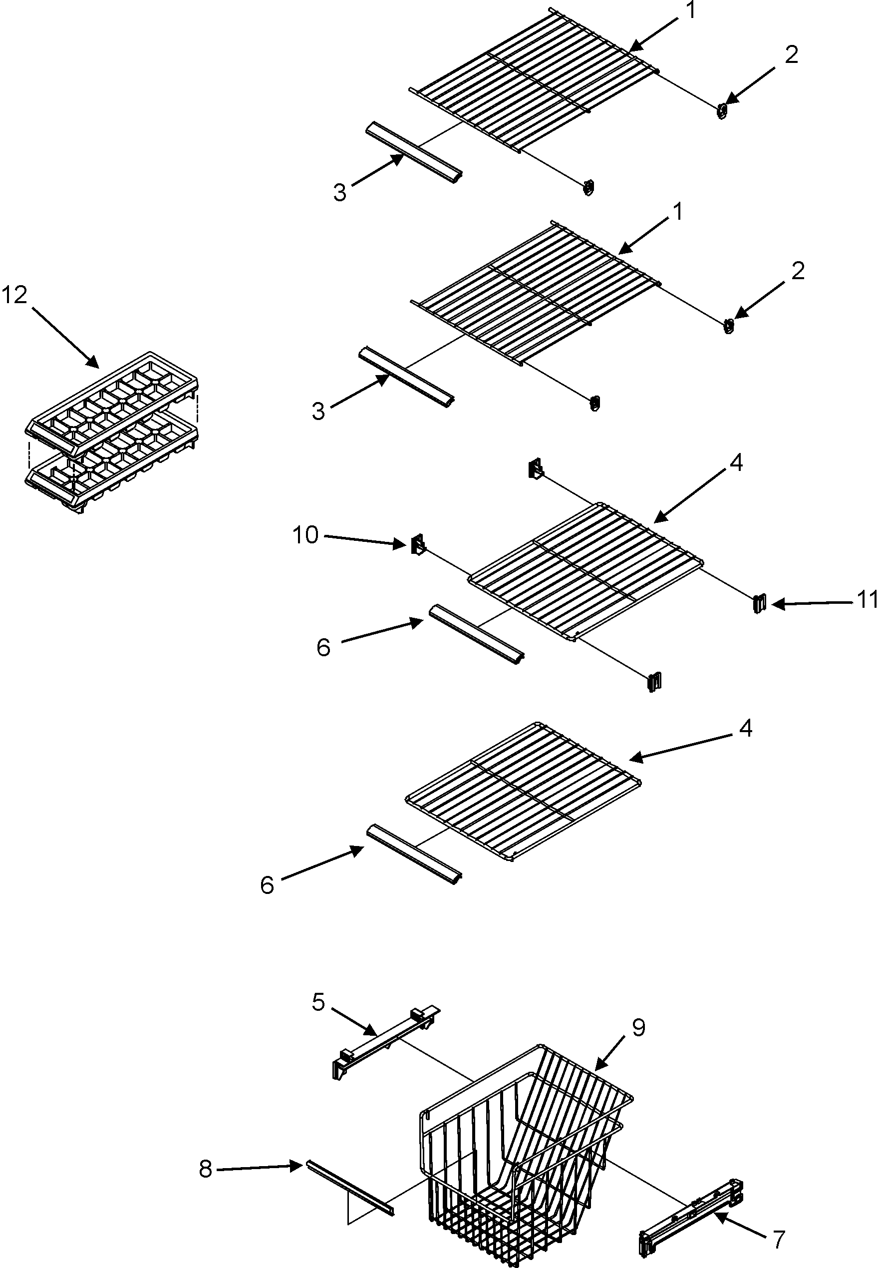 Maytag GS2624PEKW freezer shelves diagram