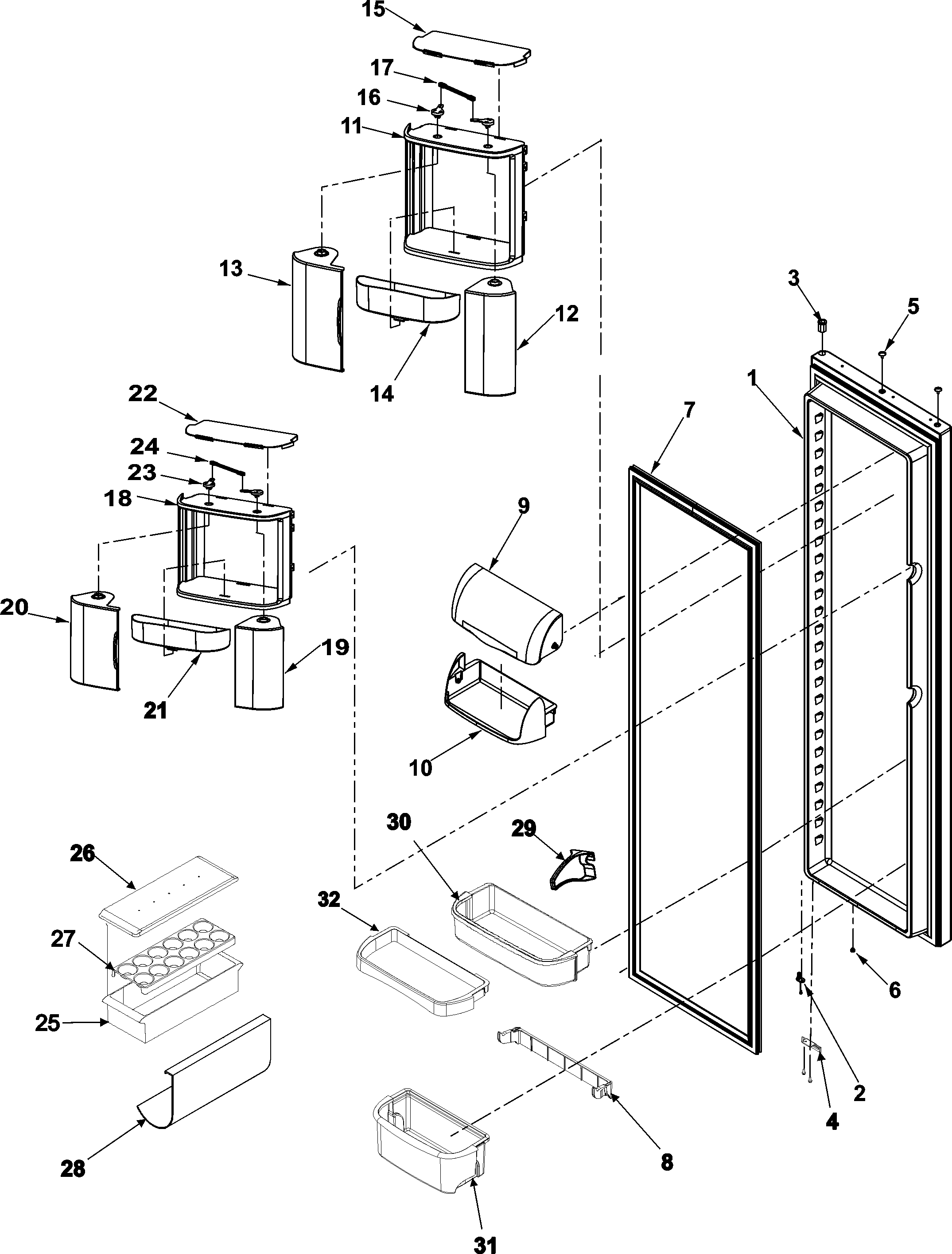 Amana AS2626GEKS refrigerator door diagram