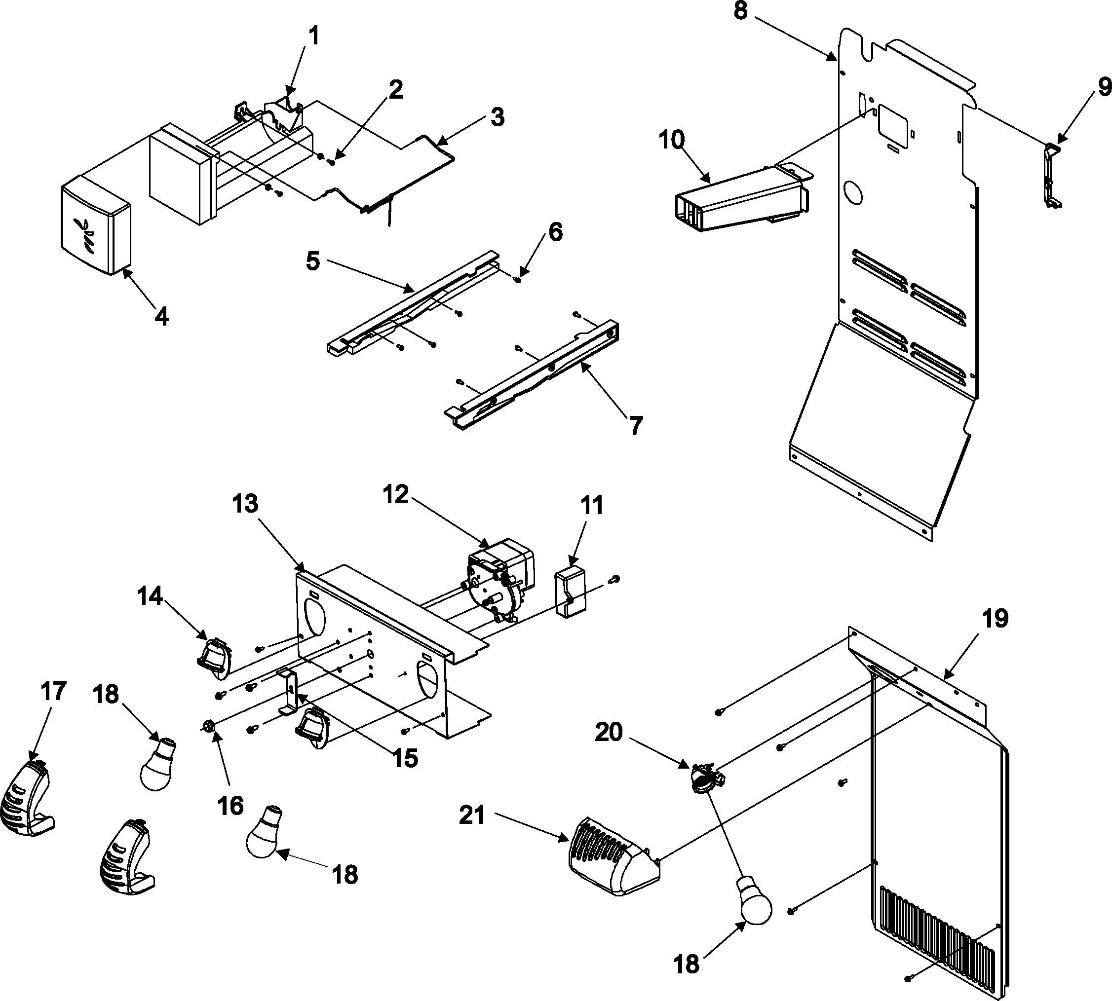 Amana AS2626GEKS lights and ice maker diagram