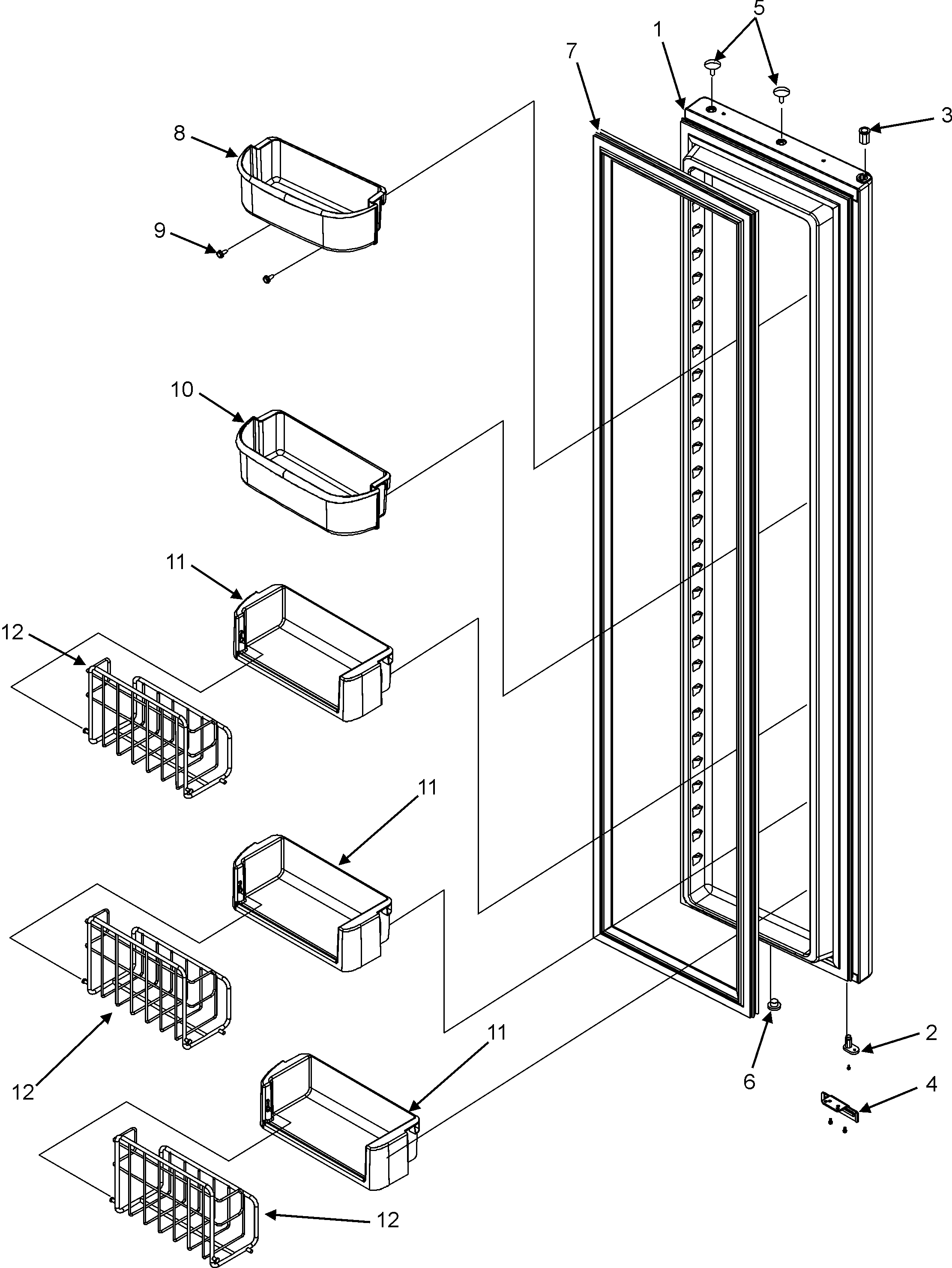 Jenn-Air JCB2285KEP freezer door diagram