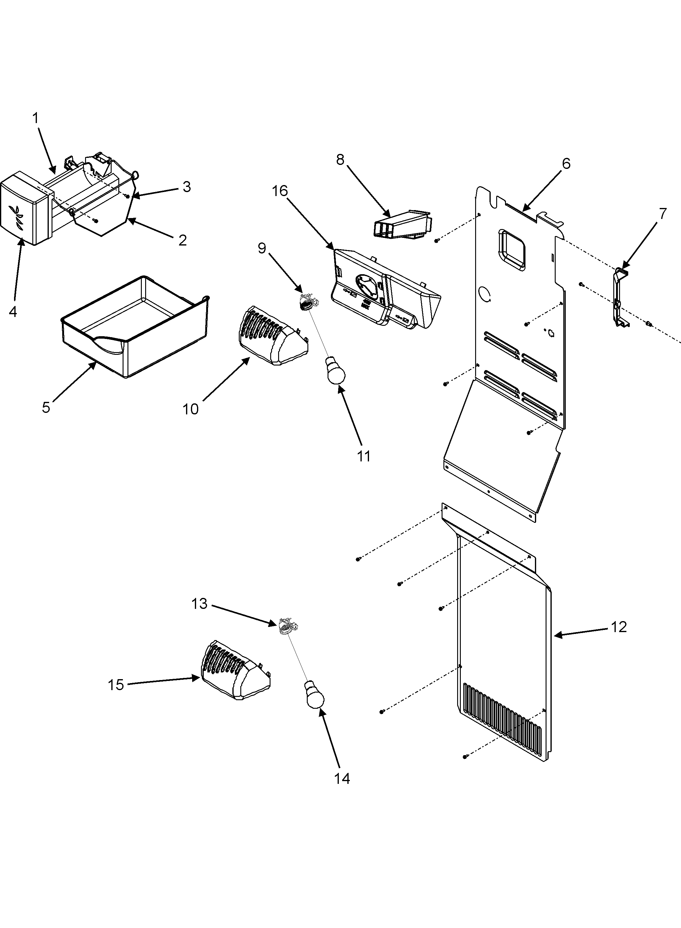 Jenn-Air JCB2285KEP freezer compartment diagram