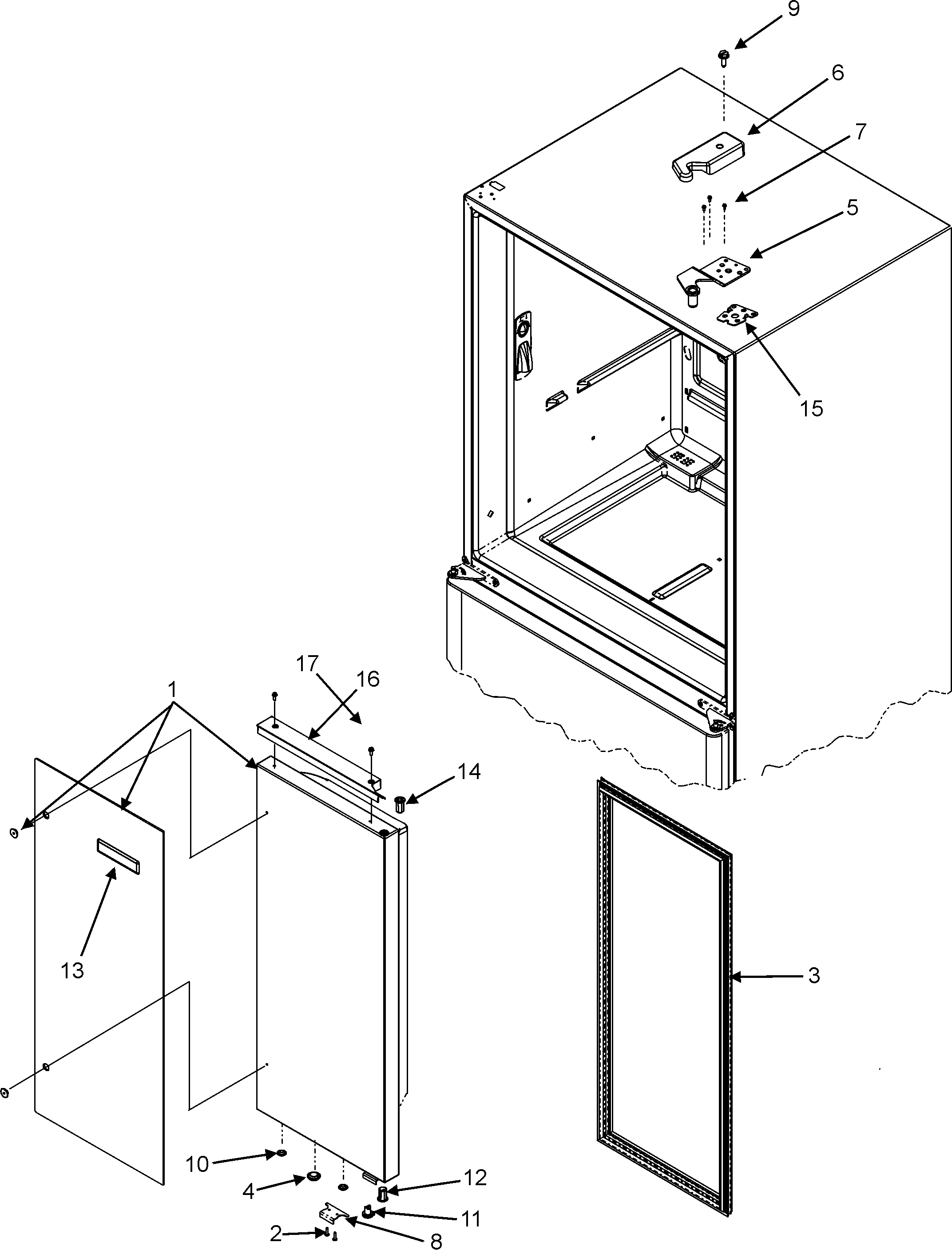 Jenn-Air JFC2089HPF right refrigerator door diagram