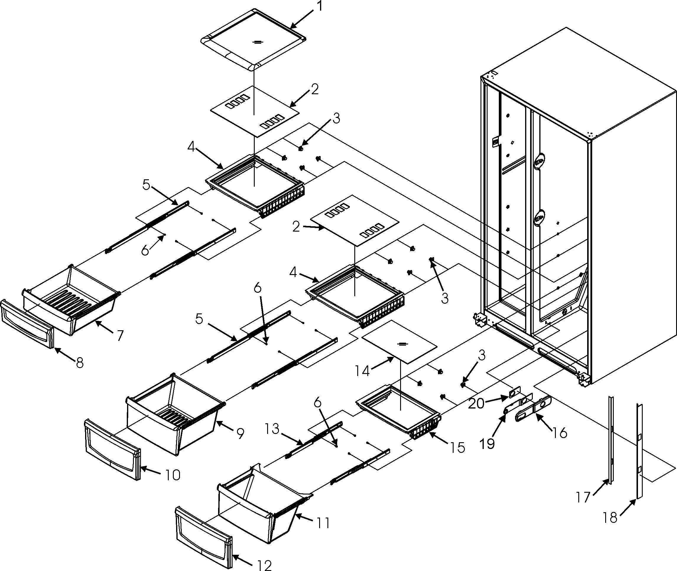 Jenn-Air JSD2695KES crisper assembly diagram