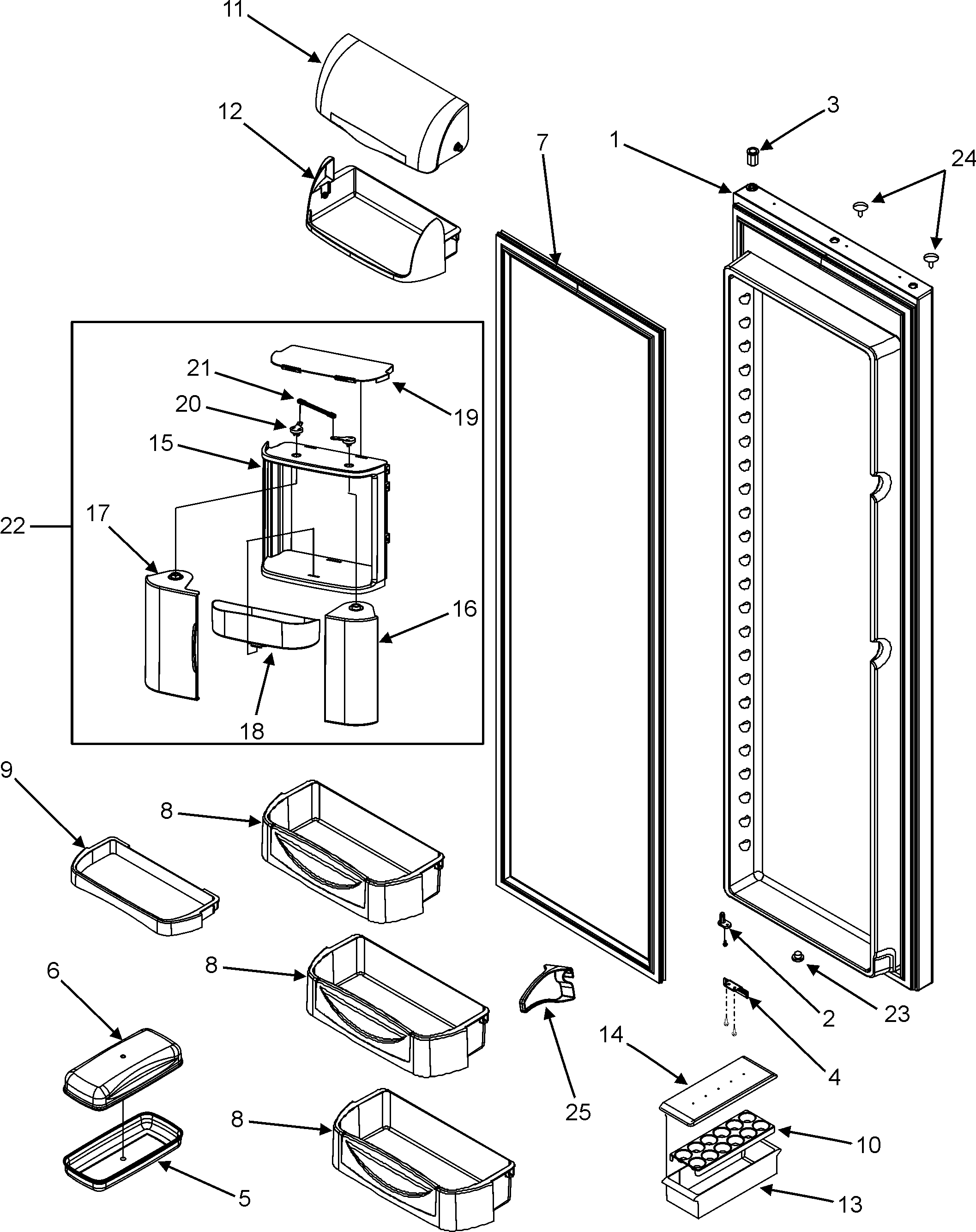 Jenn-Air JSD2695KES refrigerator door diagram