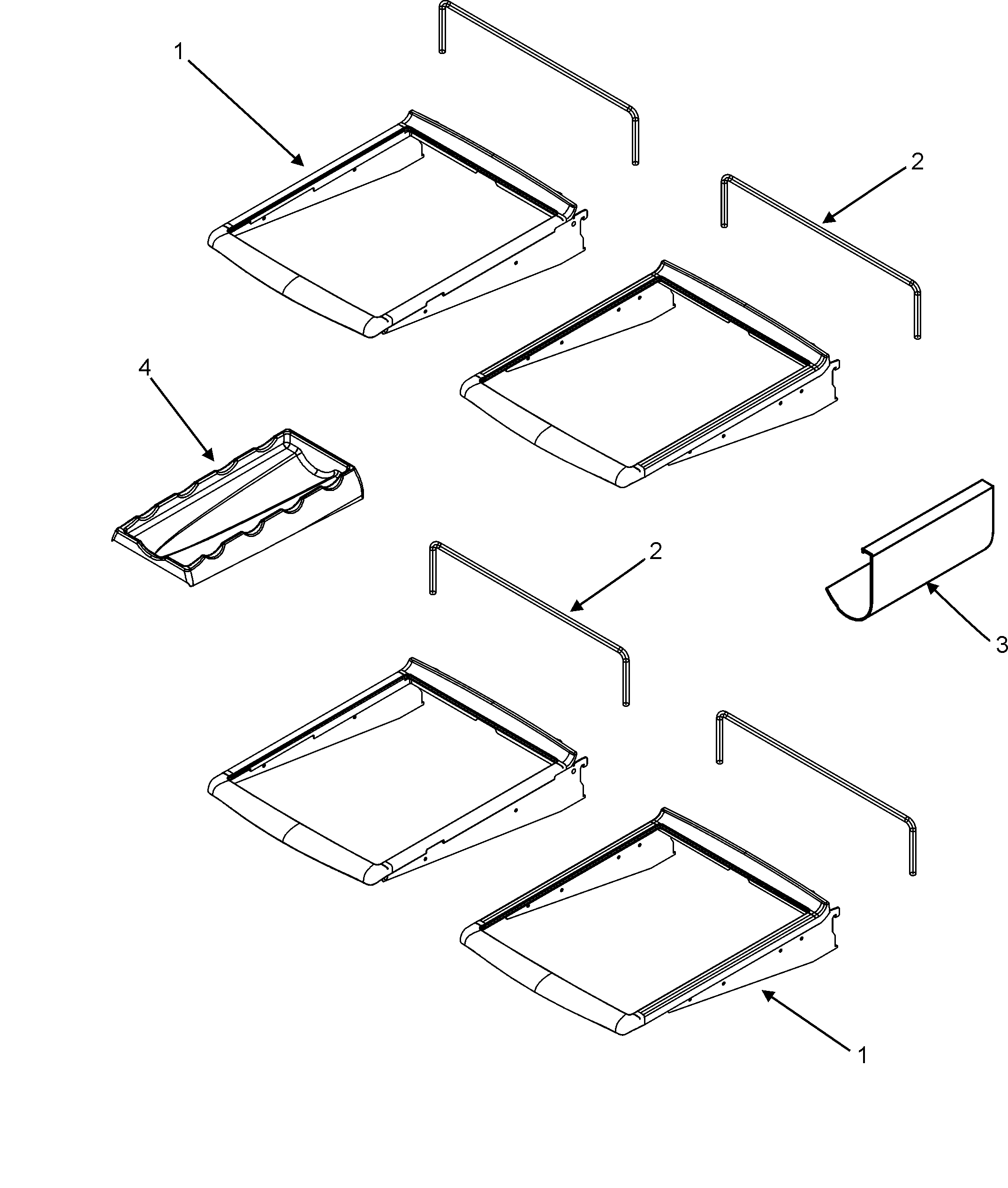 Jenn-Air JFC2089HTB refrigerator shelves diagram