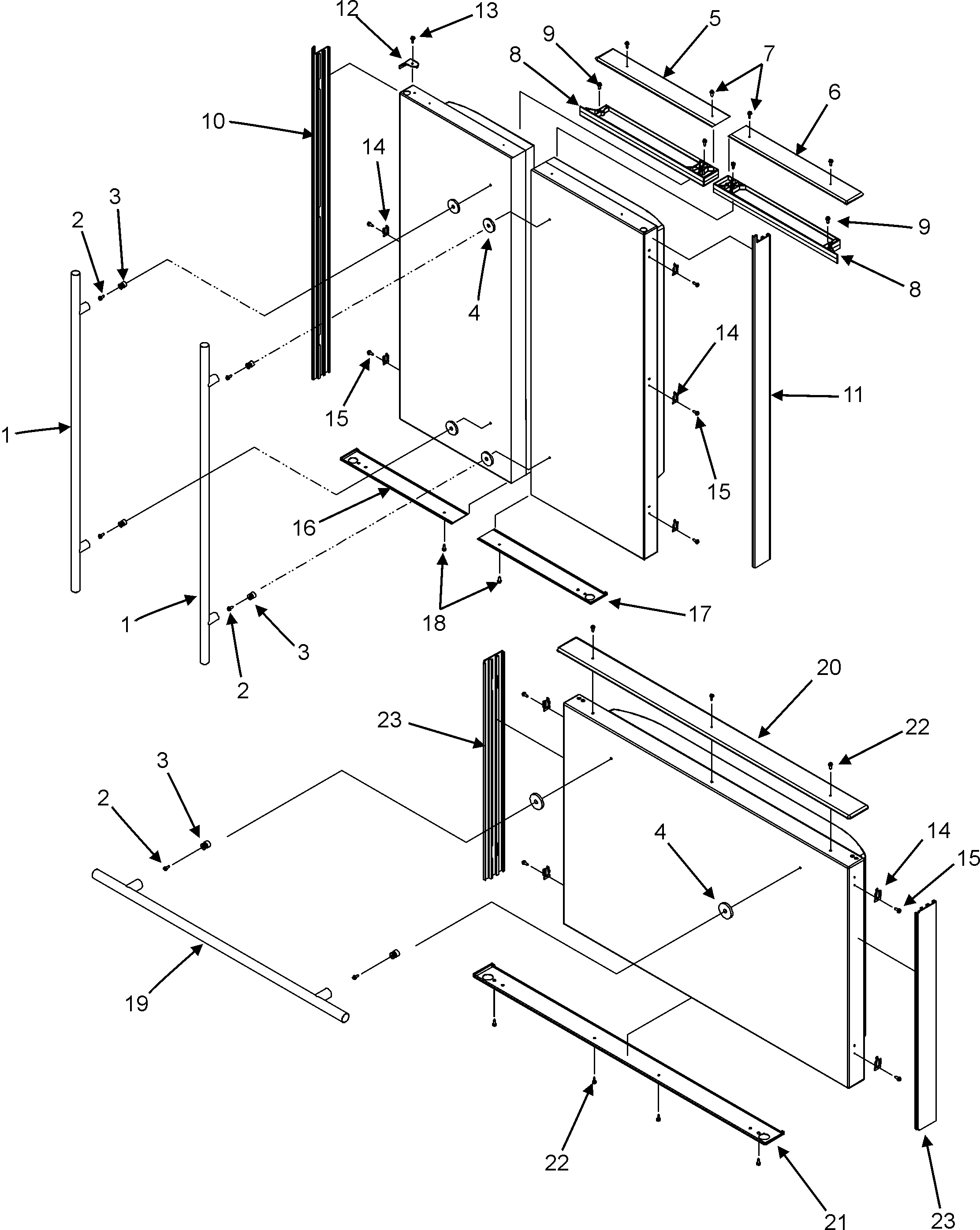 Jenn-Air JFC2089HTB handles & trim diagram