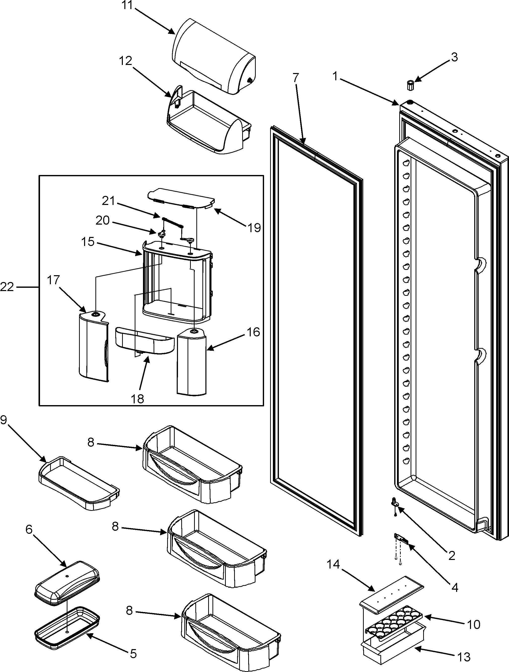 Jenn-Air JSD2697KEF refrigerator door (interior) diagram