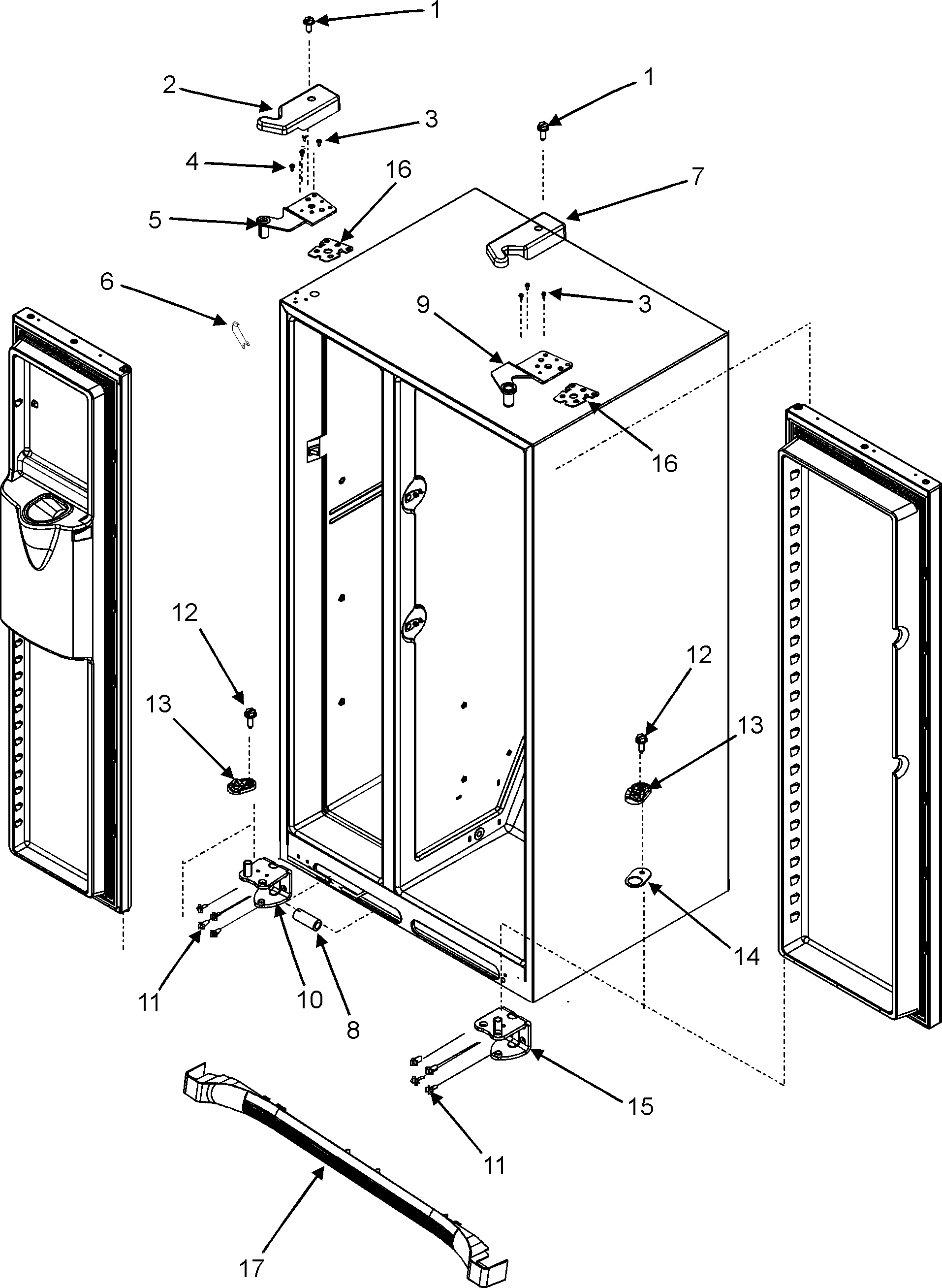 Jenn-Air JSD2697KEF hinges & toe grille (series 12) diagram