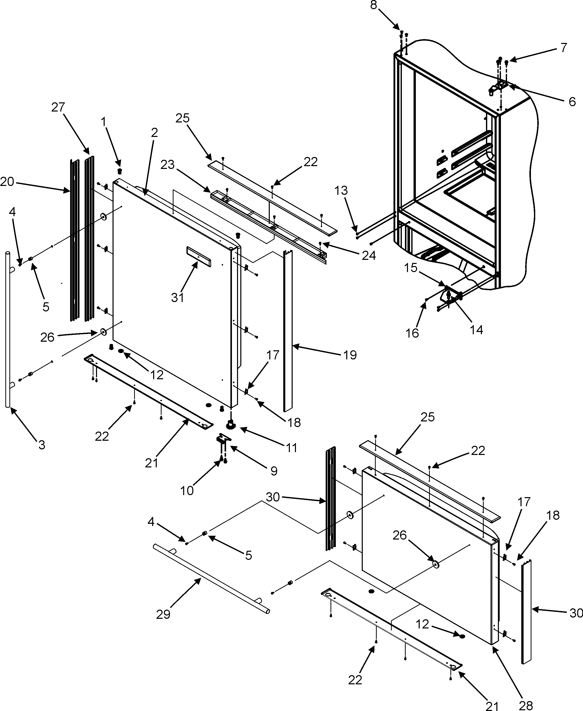 Jenn-Air JBC2088HTW doors (outer) diagram