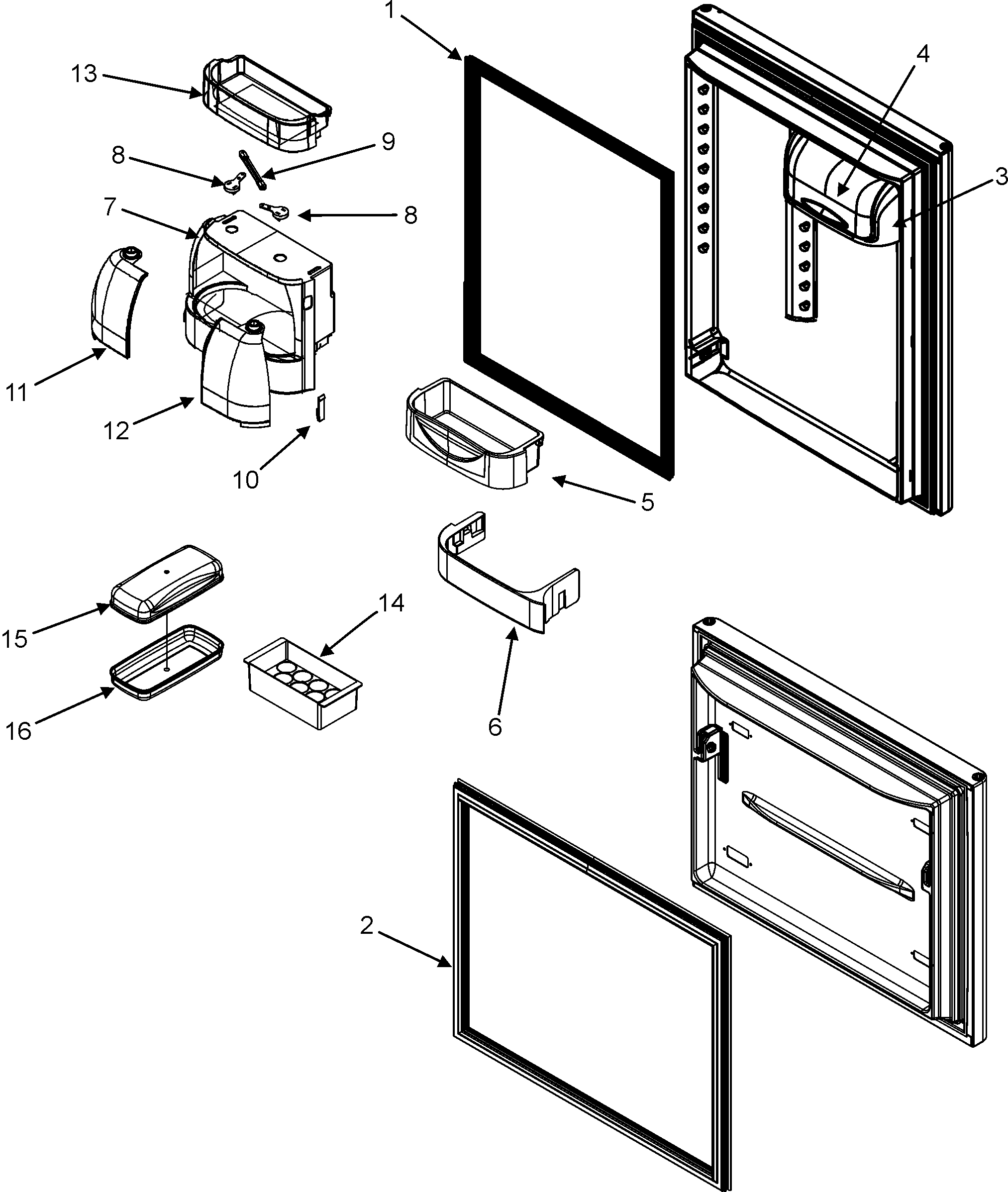 Jenn-Air JBC2088HTW doors (inner) diagram