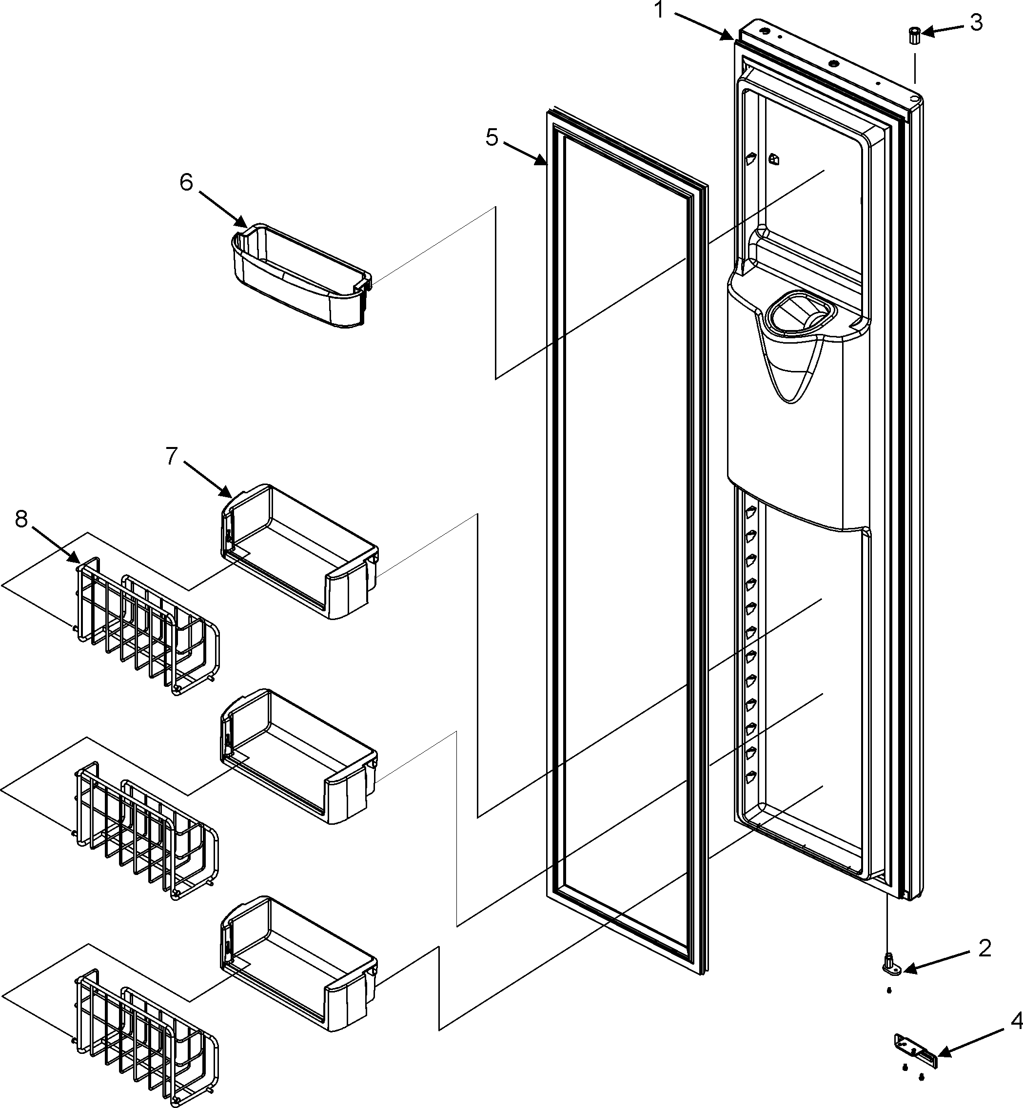 Jenn-Air JCD2297KEY freezer door (interior) diagram