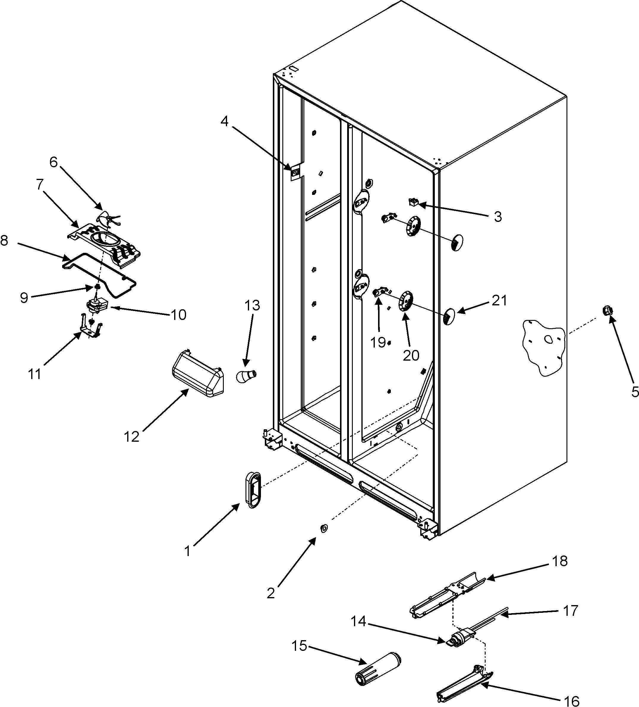 Maytag GC2227HEKB evap fan/cris lt/filter (gc2227hekb/s/w) diagram