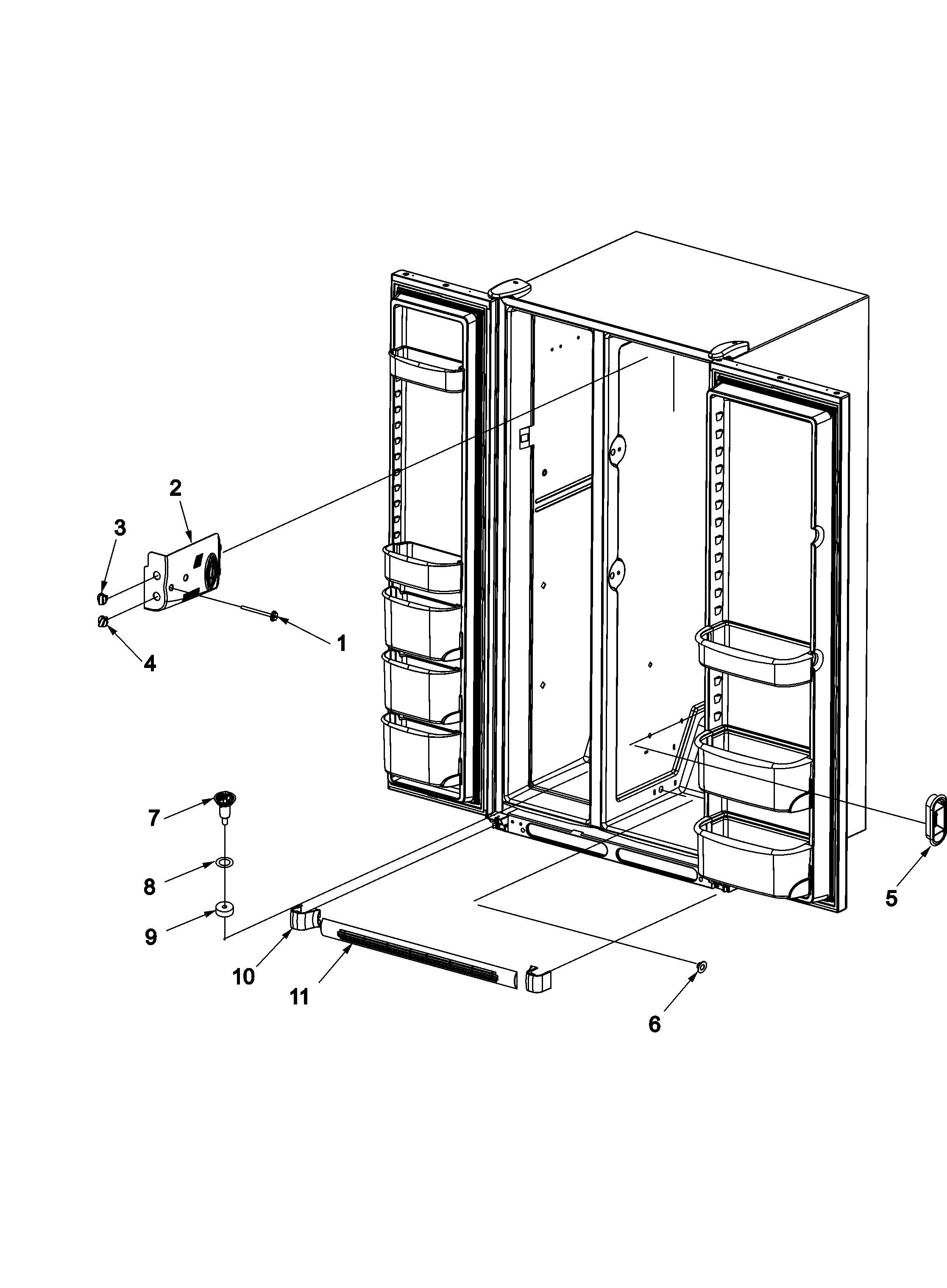 Amana ASD2620HRS light covers and toe grille diagram