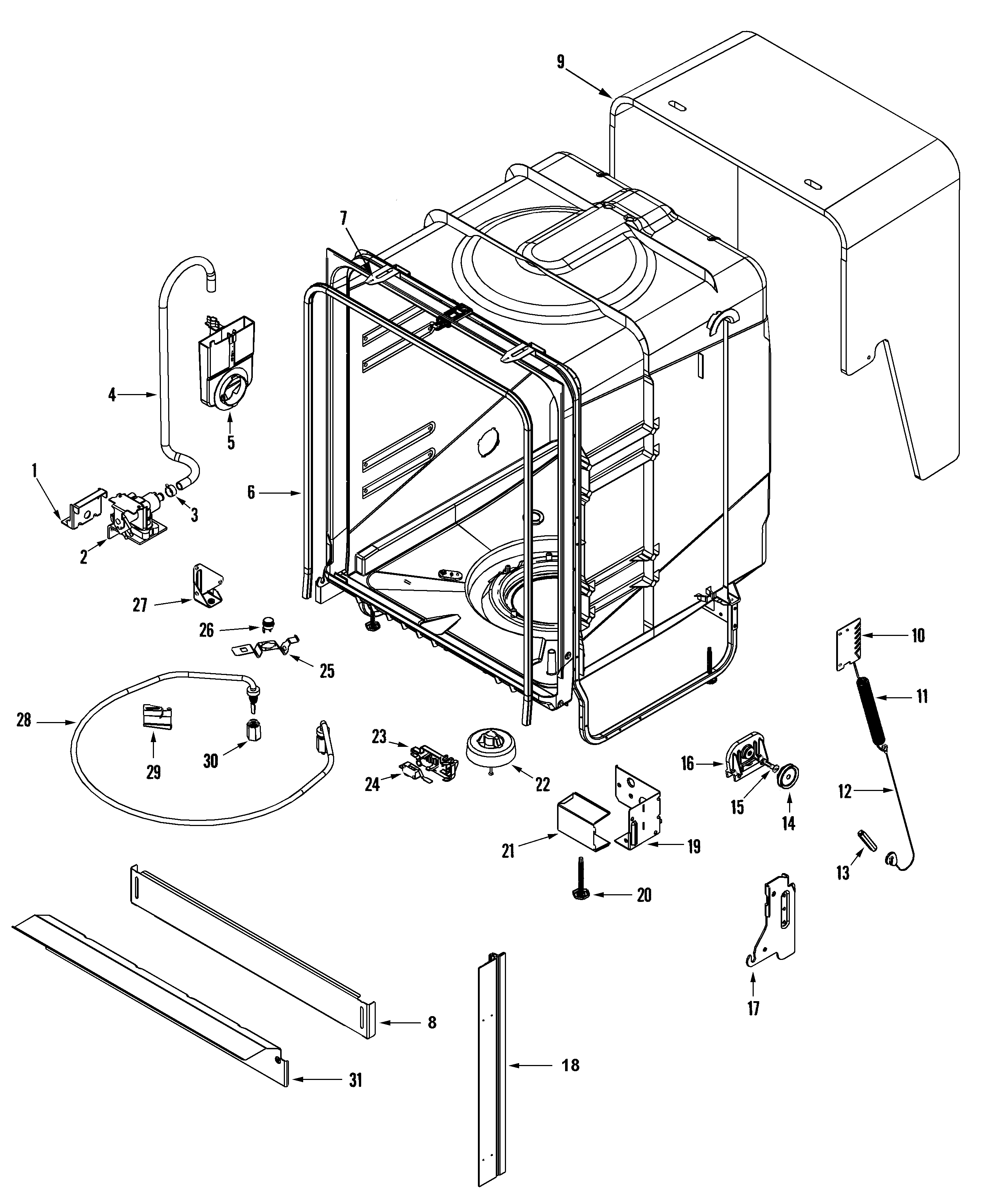 Maytag MDB5601AWW tub diagram