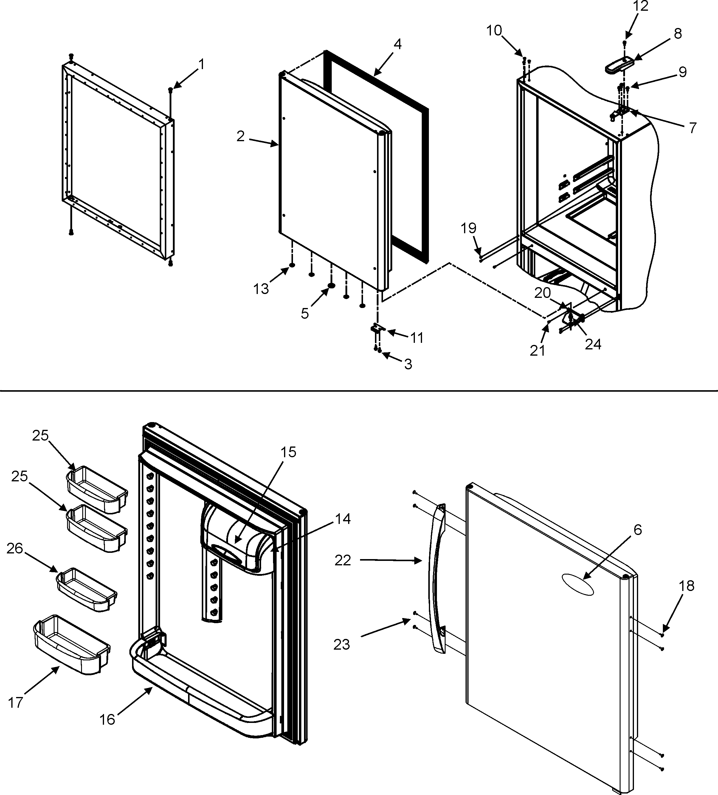 Crosley CB19G7W refrigerator door diagram