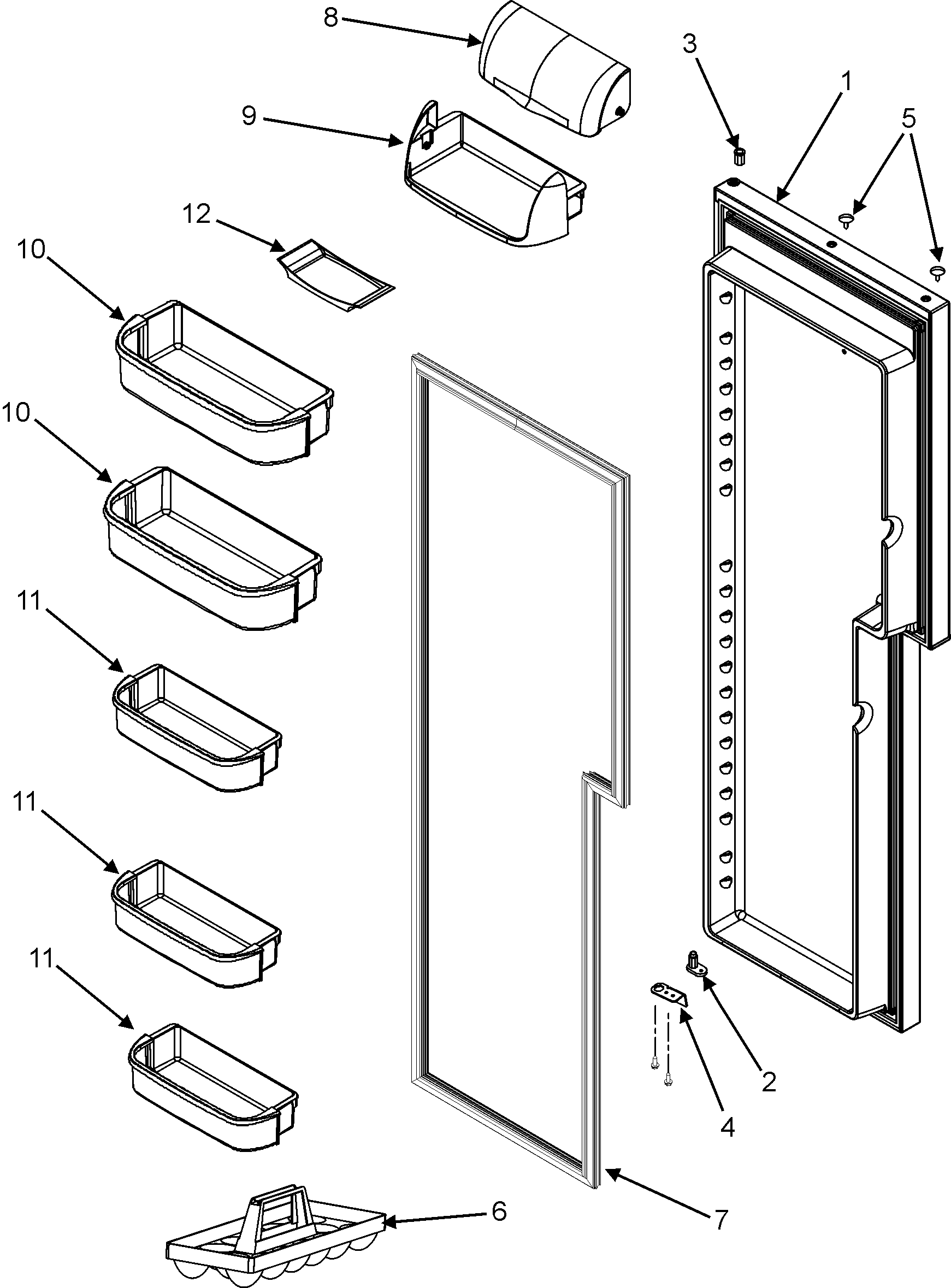 Maytag MZD2663KEW refrigerator door diagram