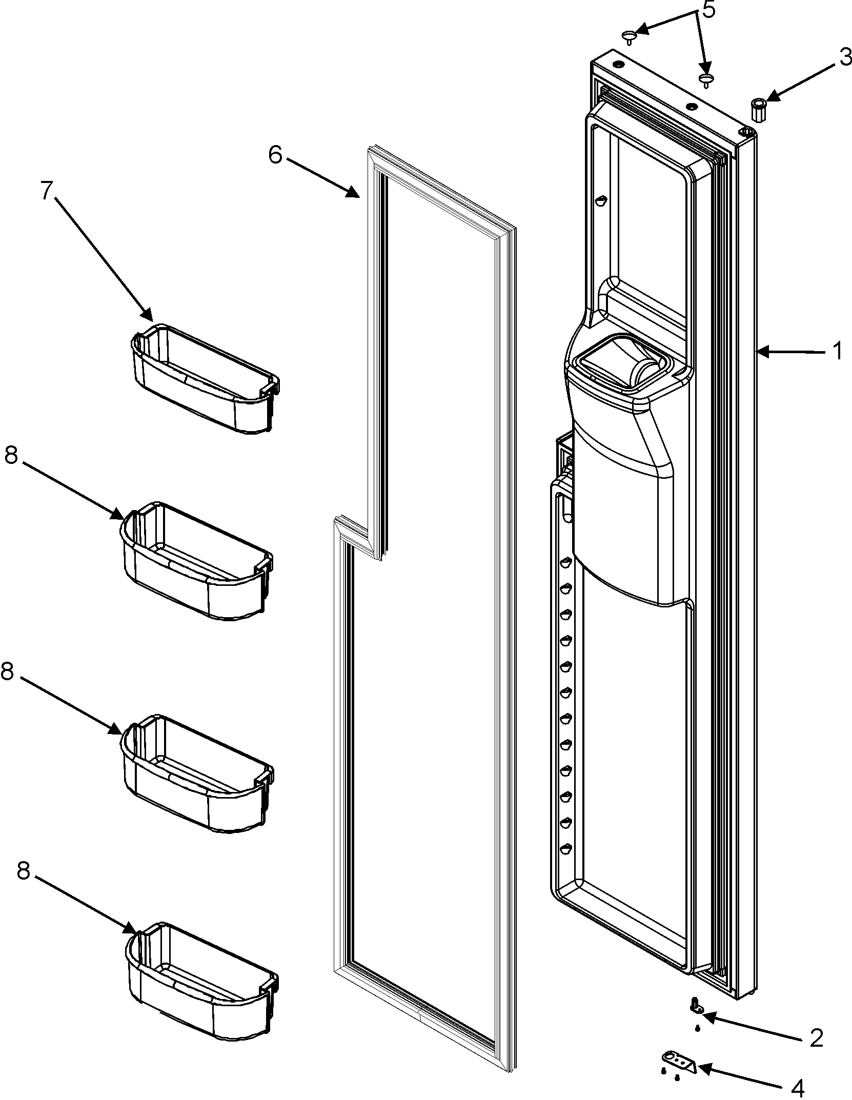 Maytag MZD2663KEW freezer door diagram