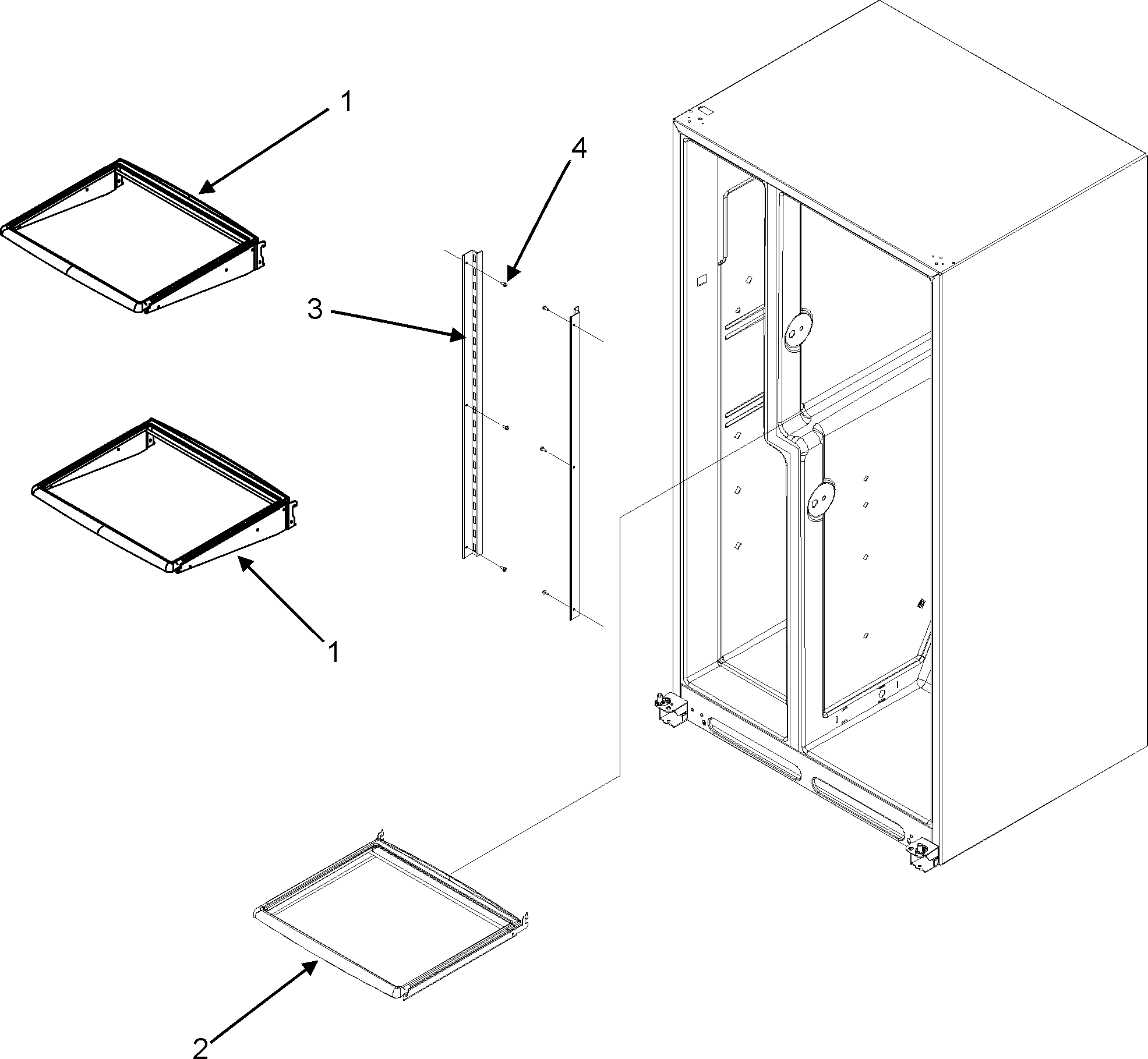 Maytag MZD2663KEW refrigerator shelves diagram