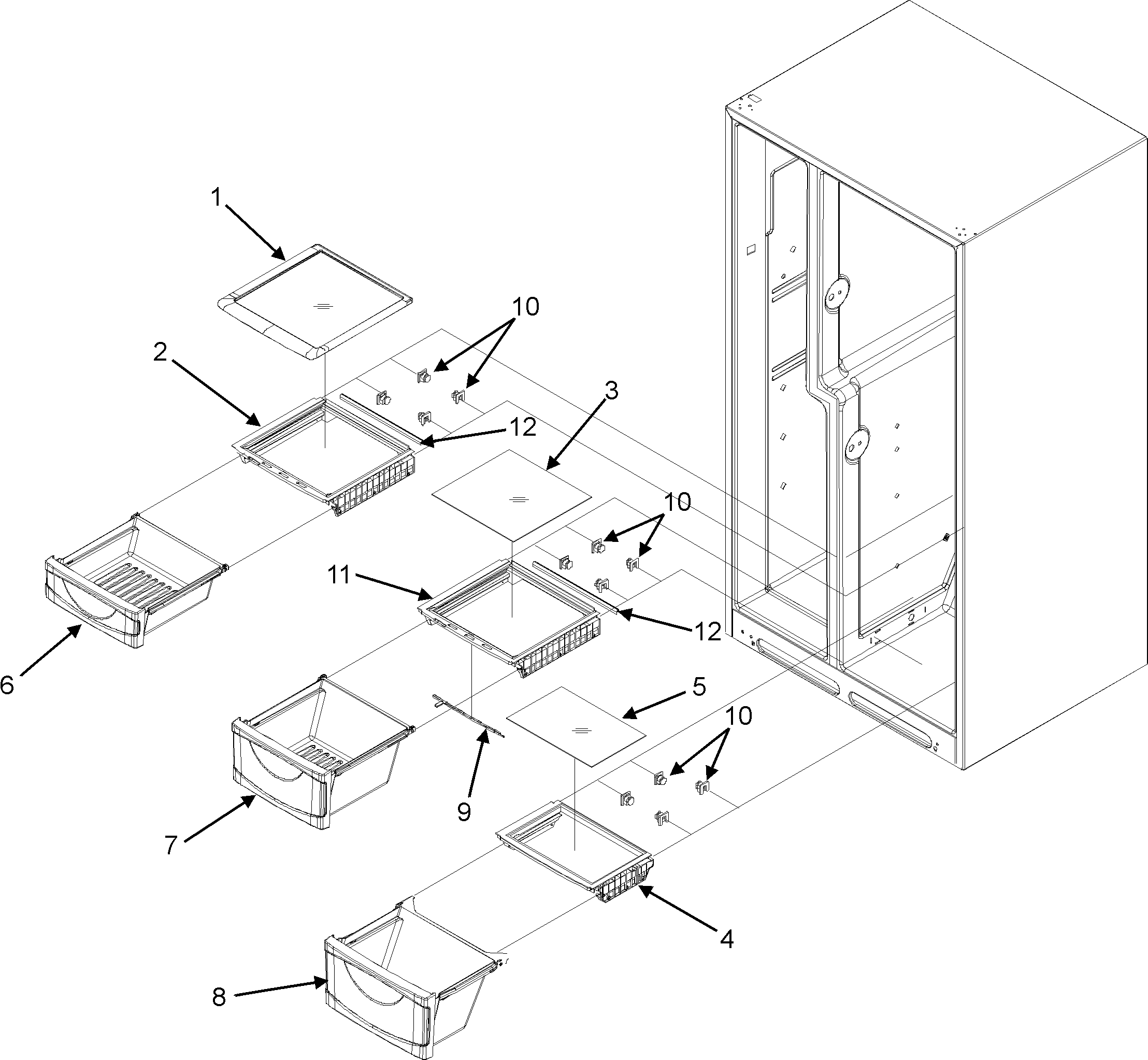 Maytag MZD2663KEW crisper assembly diagram