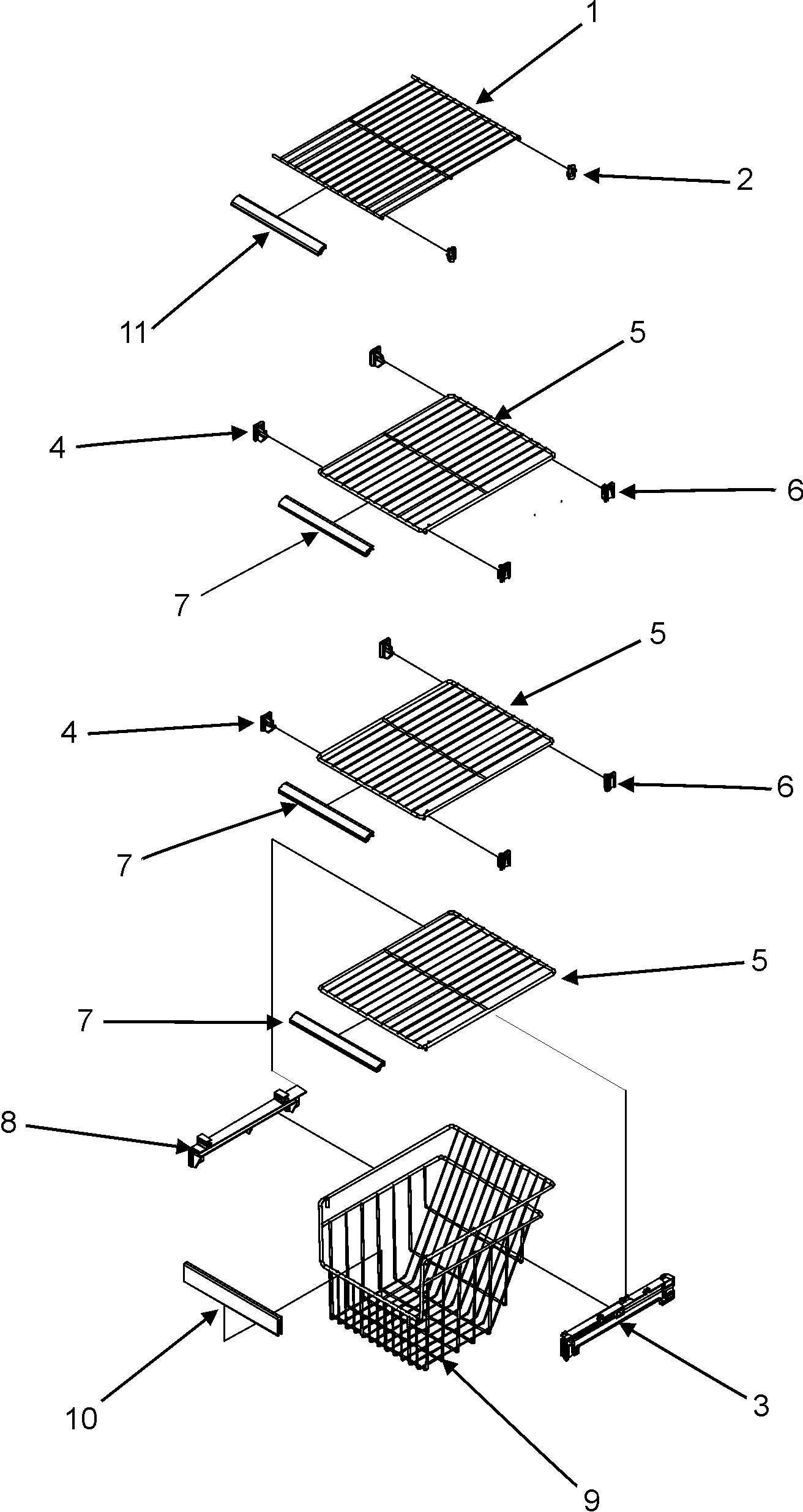 Maytag MZD2663KEW freezer shelves diagram