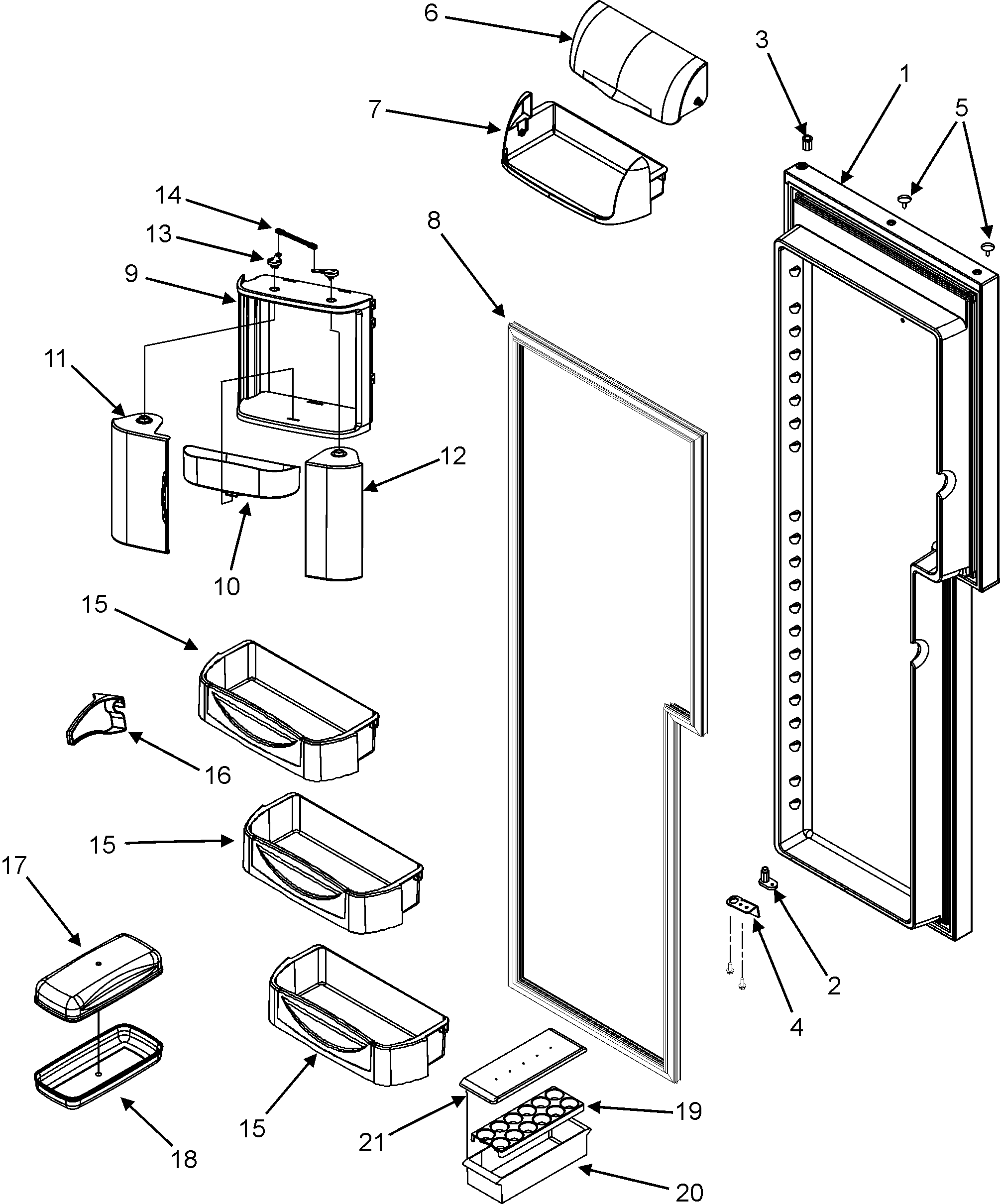 Maytag MZD2666KEW refrigerator door diagram