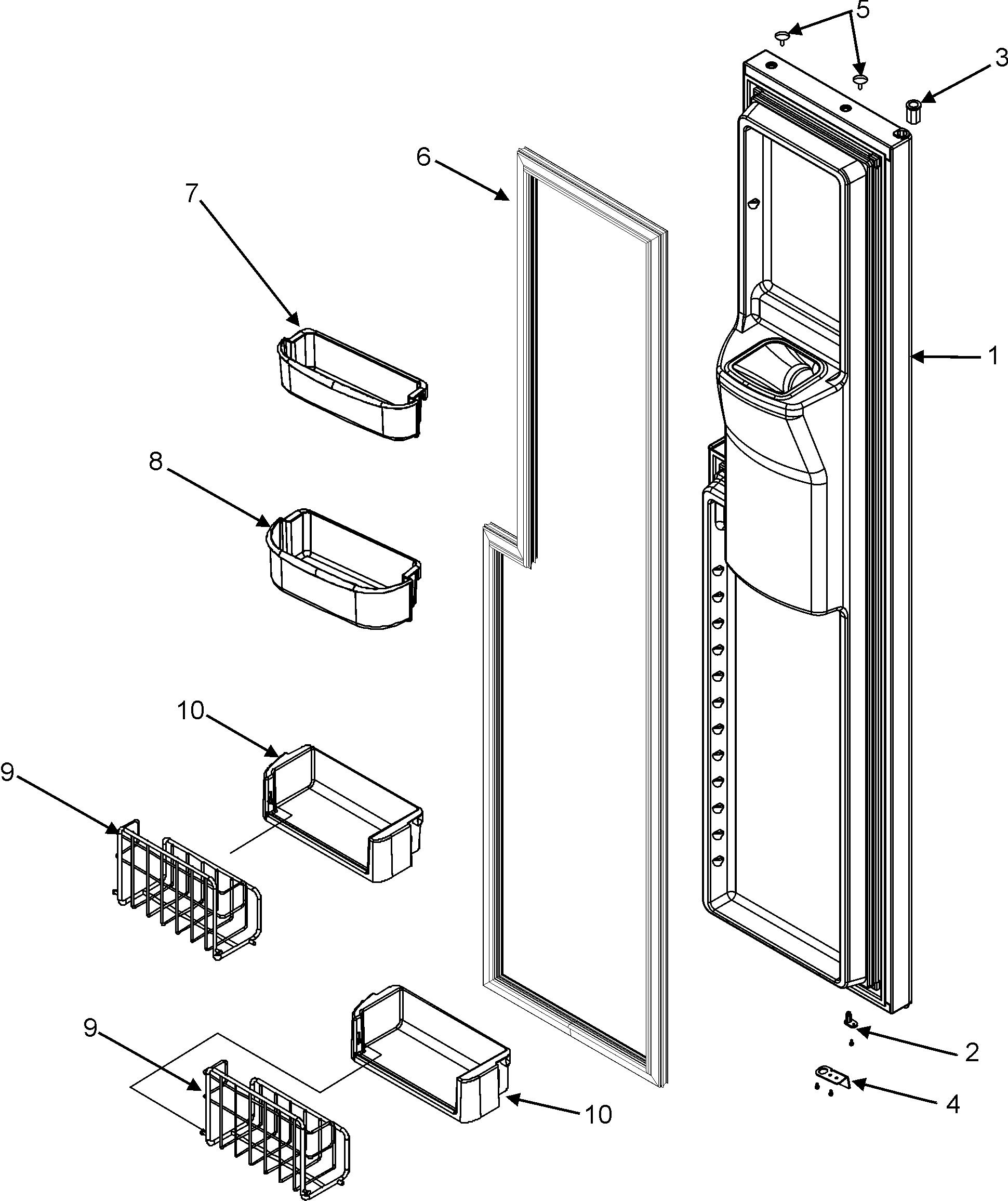 Maytag MZD2666KEW freezer door diagram
