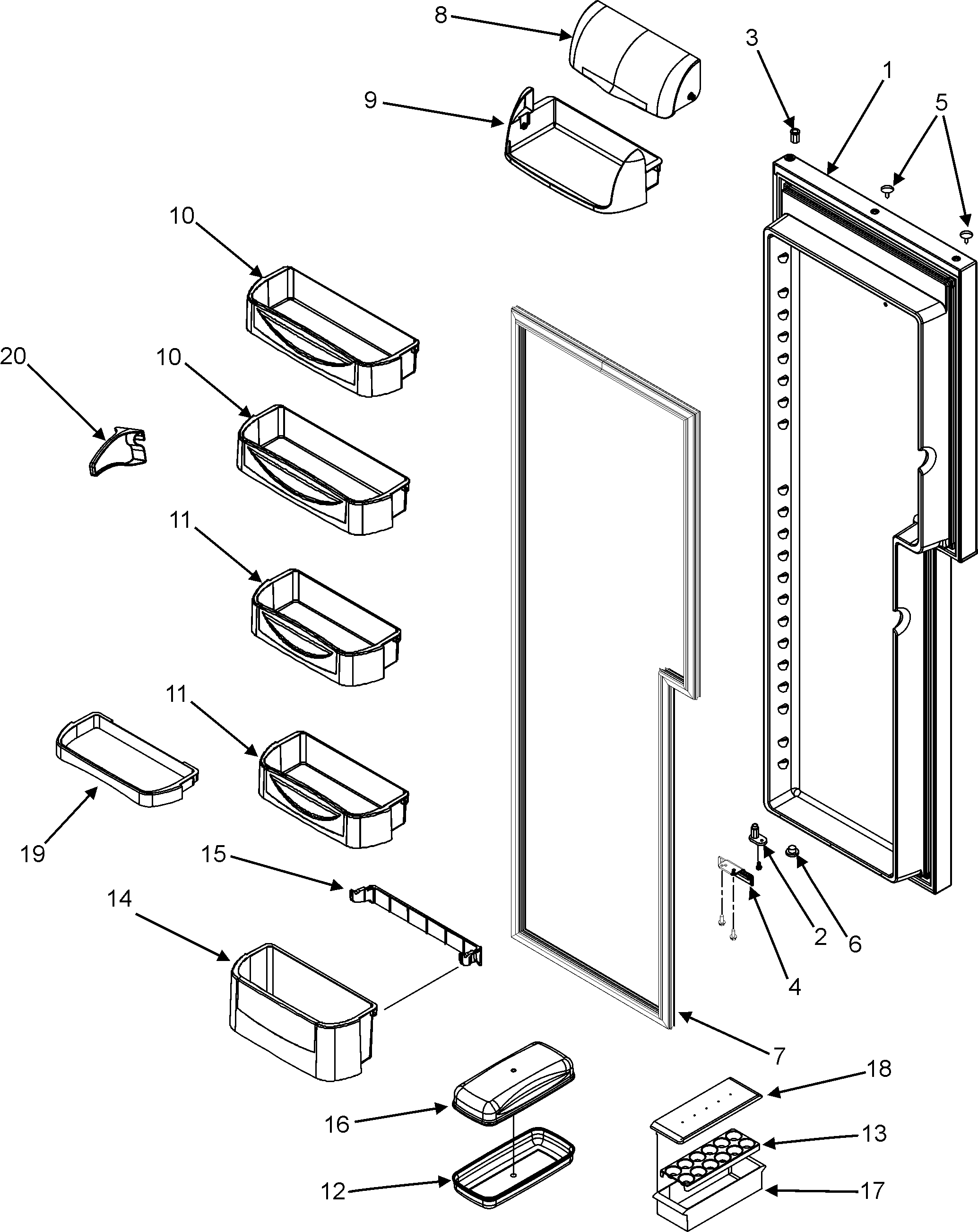 Maytag MZD2667HES refrigerator door diagram