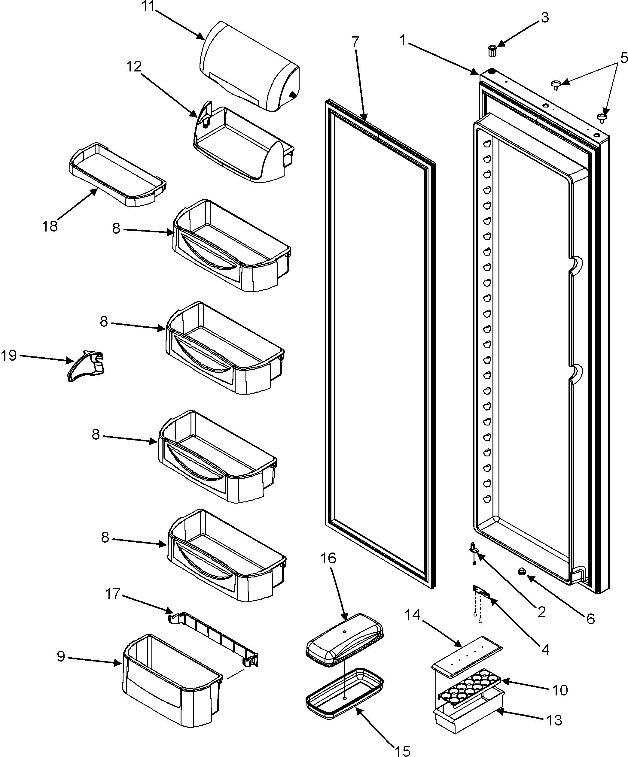 Maytag MSD2657HES refrigerator door (series 50) diagram