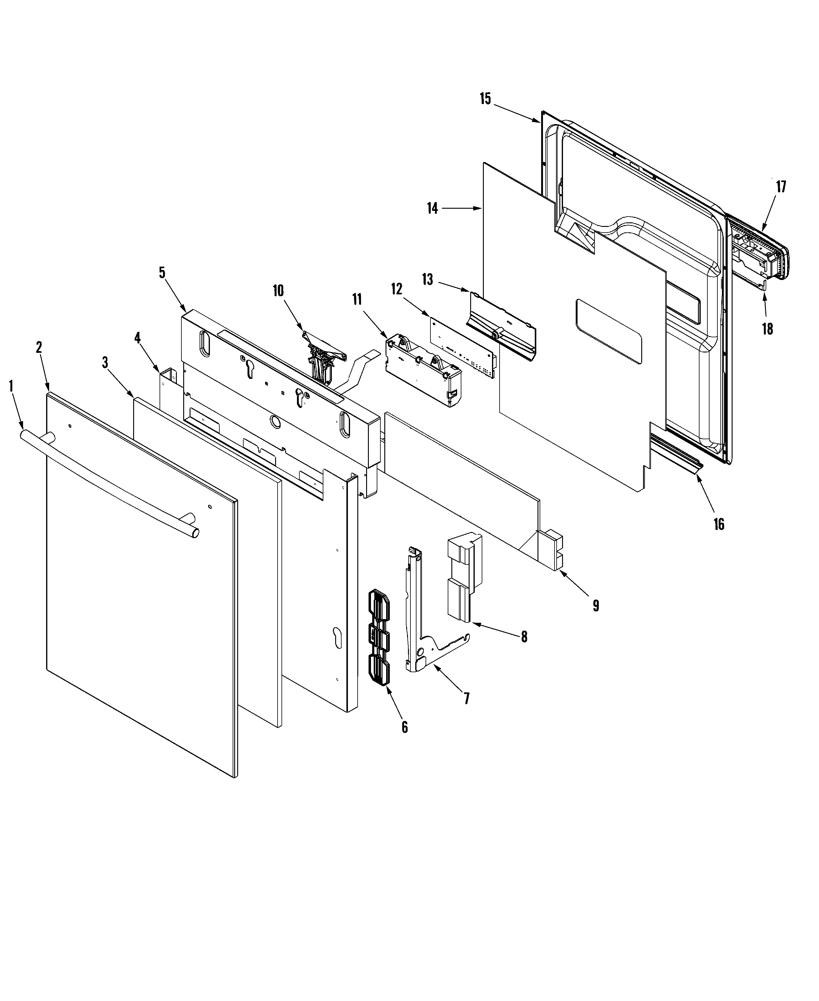 Jenn-Air JDB1250AWP control panel & door diagram