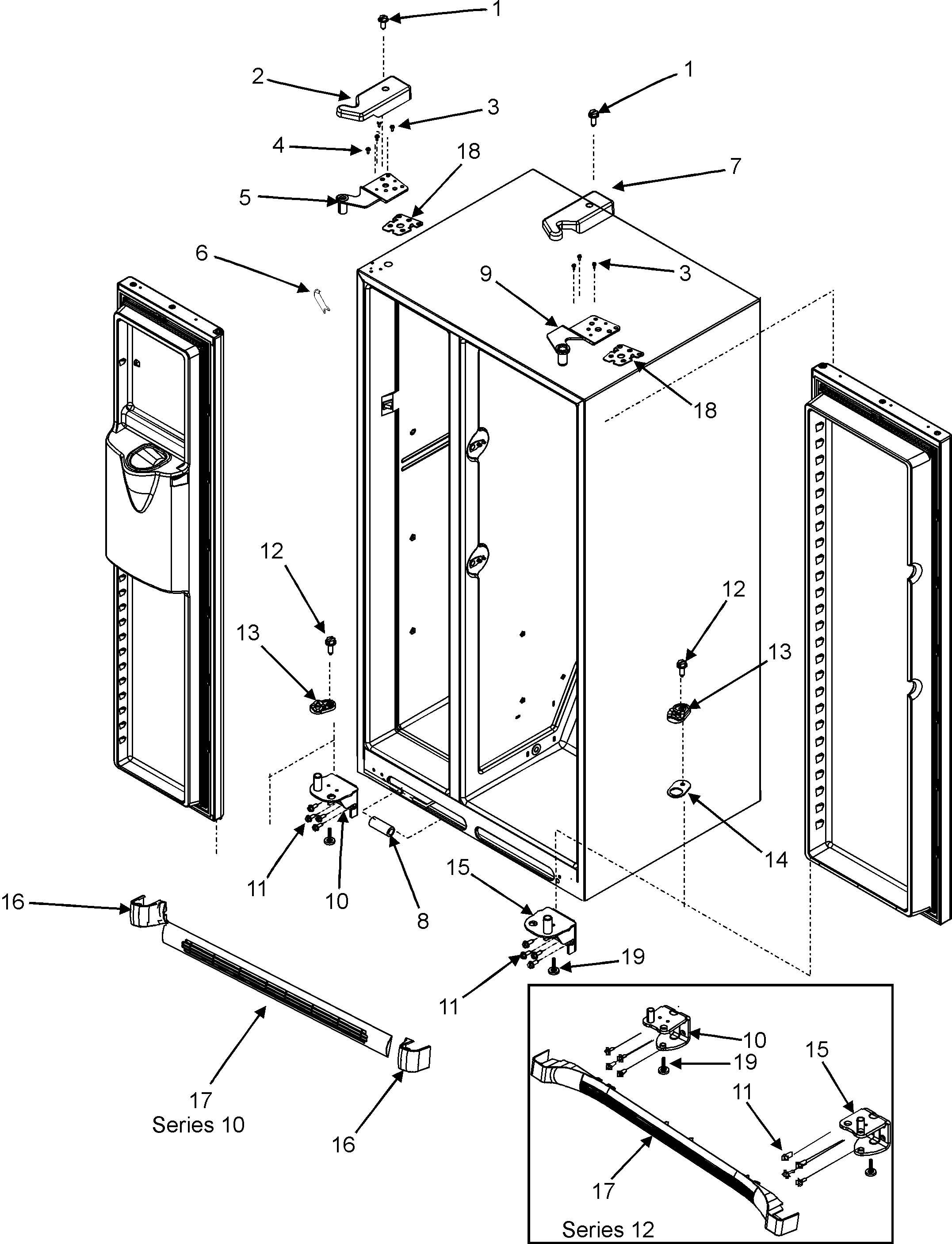 Maytag GC2225GEKS hinges & toe grille (gc2225gekb/s/w) diagram