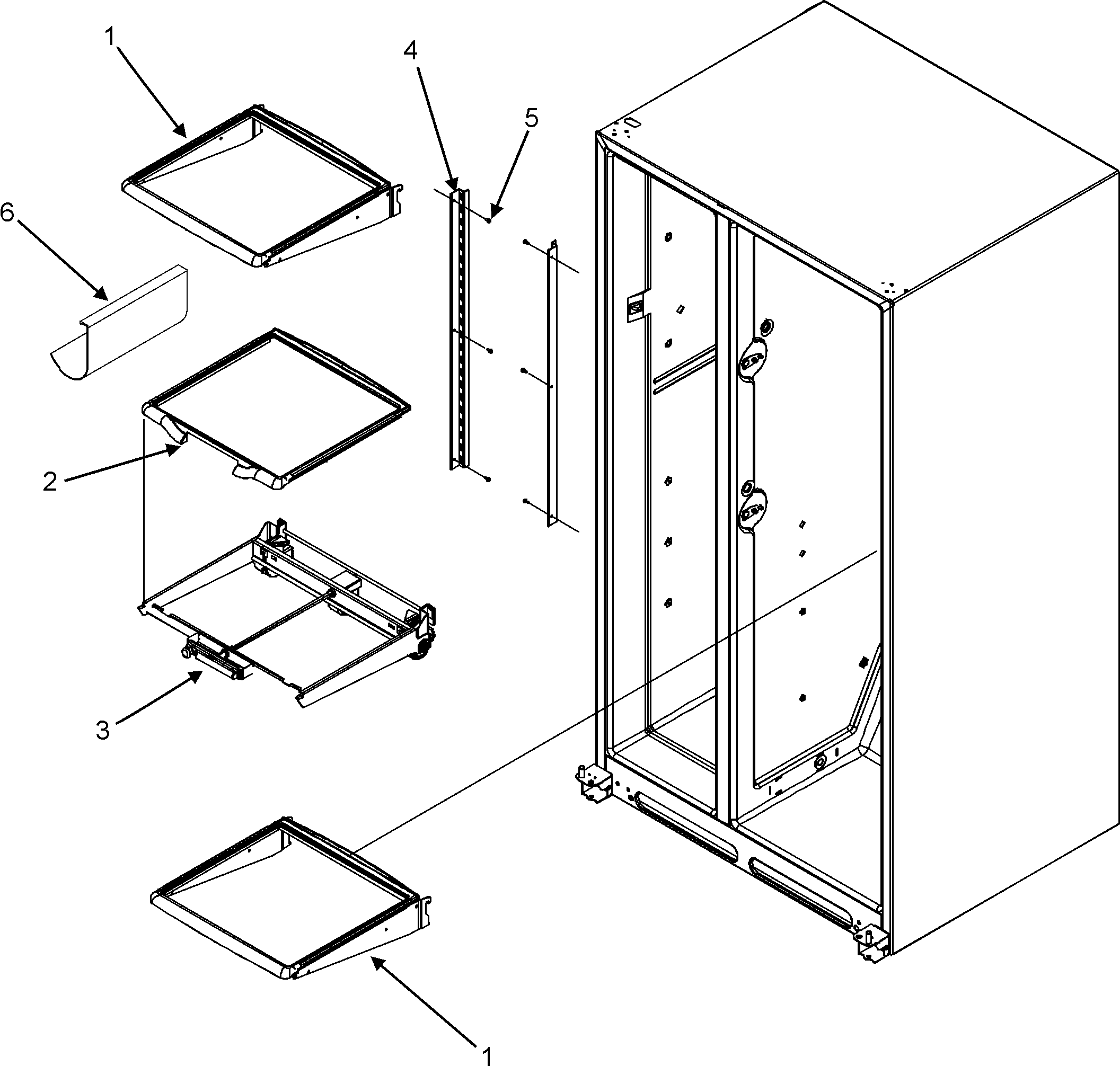Maytag GC2225GEKS refrigerator shelves (gc2225gekb/s/w) diagram