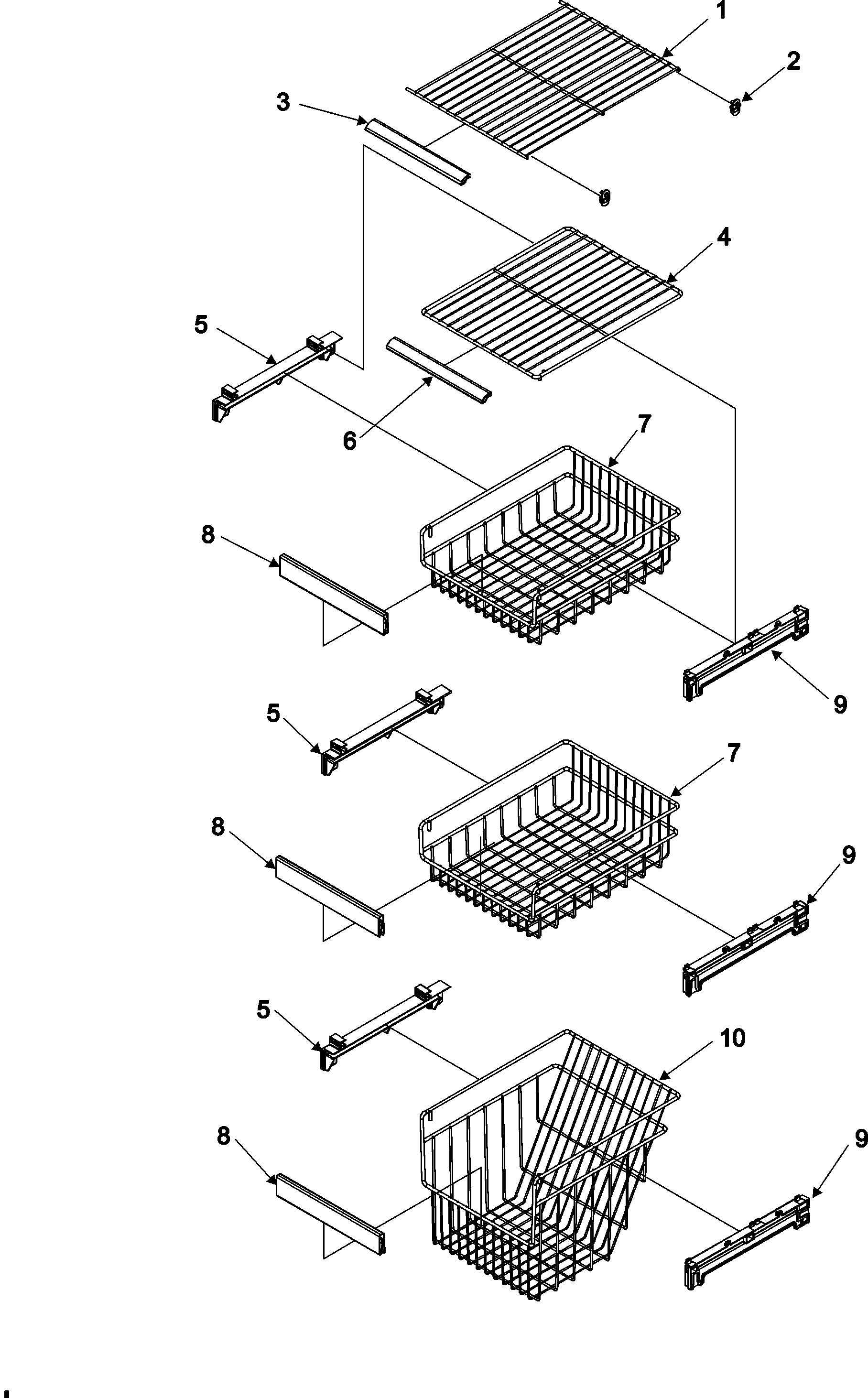 Maytag GC2225GEKS freezer shelves (gc2225gekb/s/w) diagram