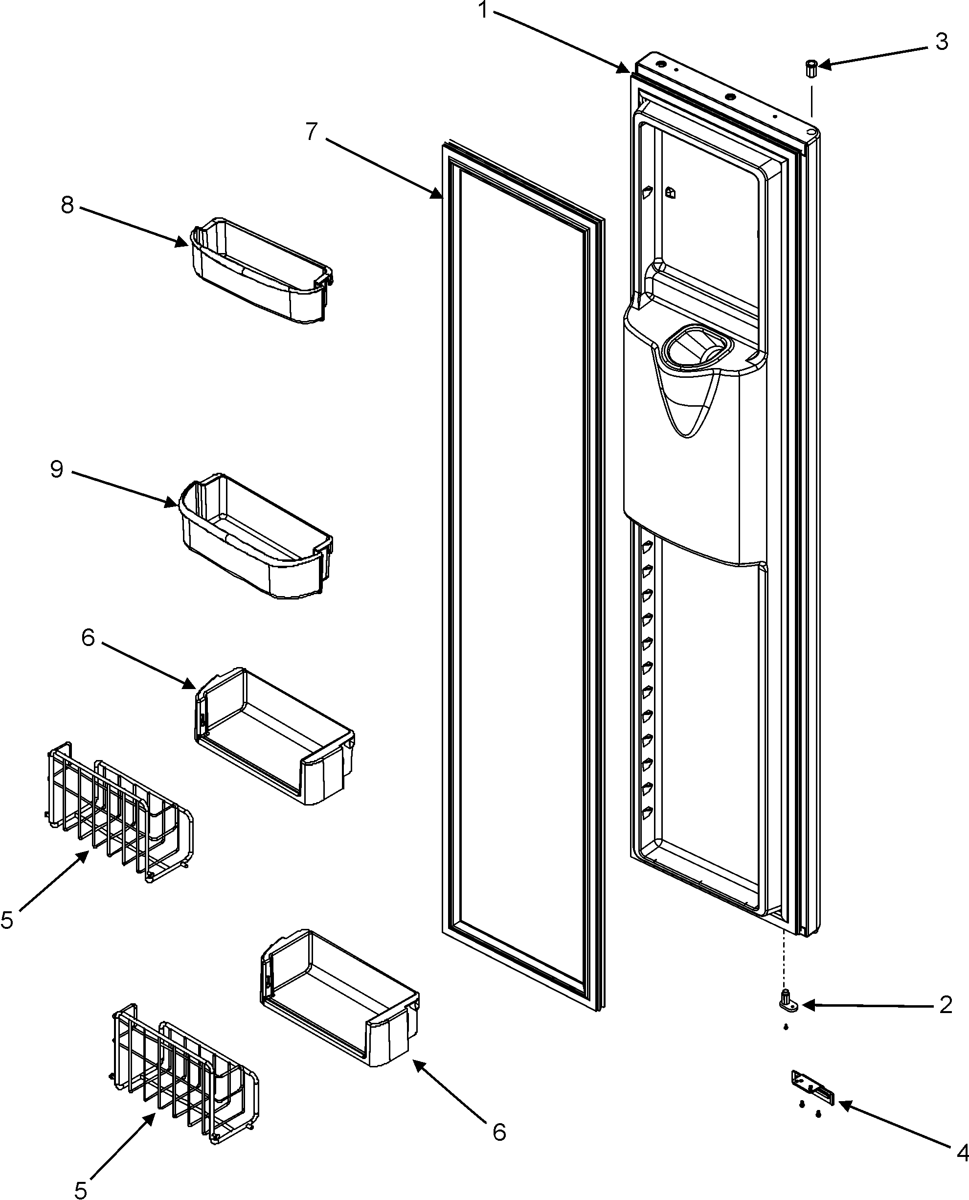 Maytag GC2225GEK9 freezer door (gc2225gek3/5/9) diagram