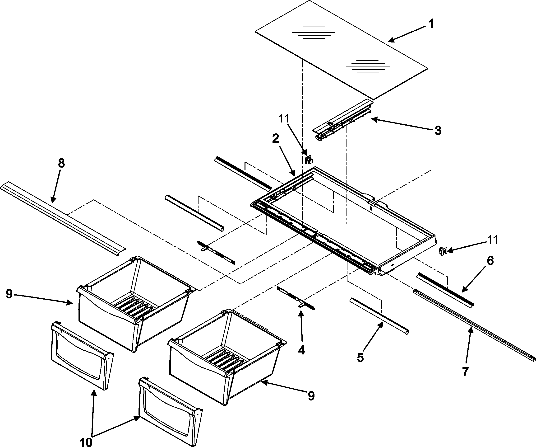 Maytag MFF2557HEB crisper assembly diagram