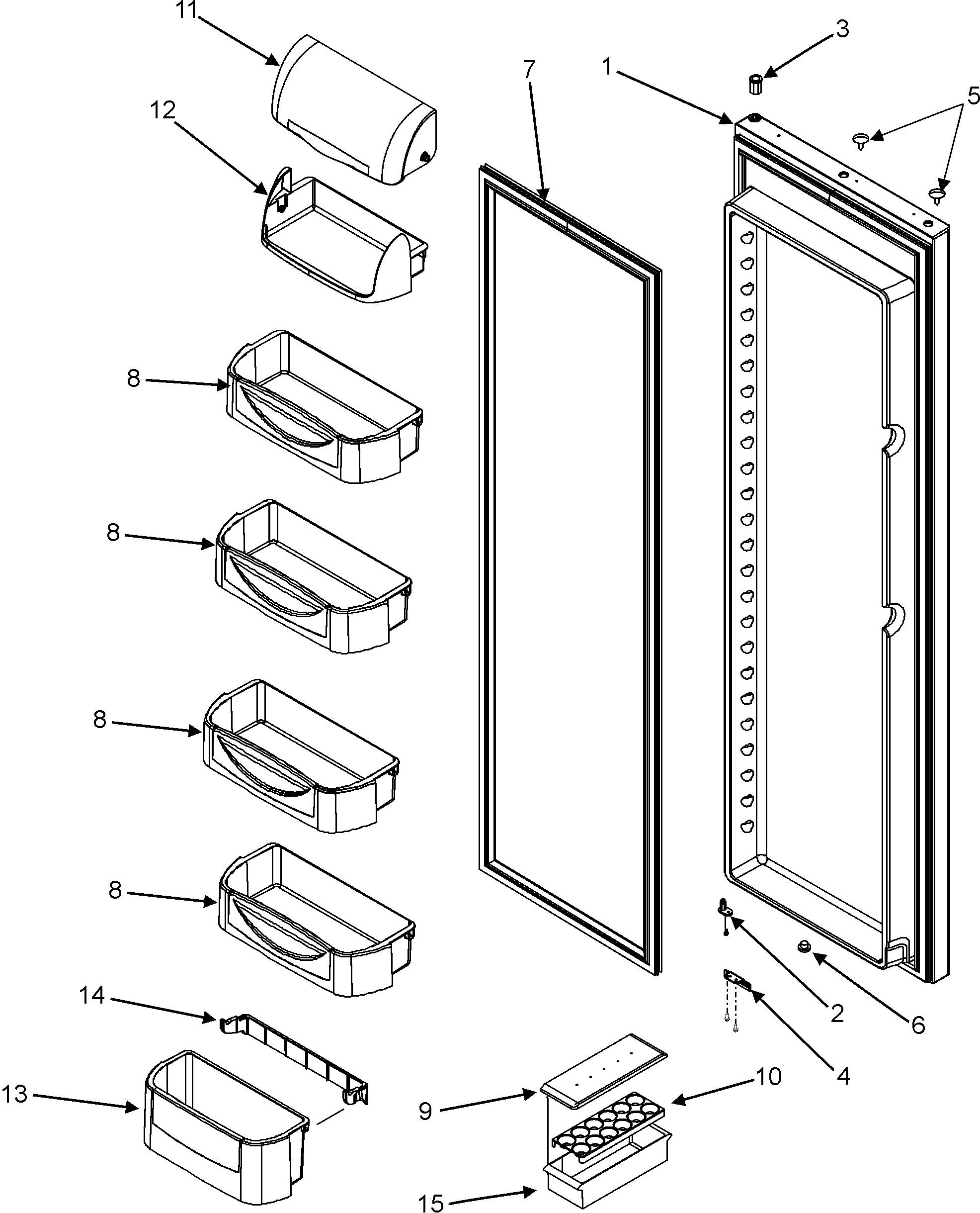 Maytag GS2325GEKW refrigerator door diagram
