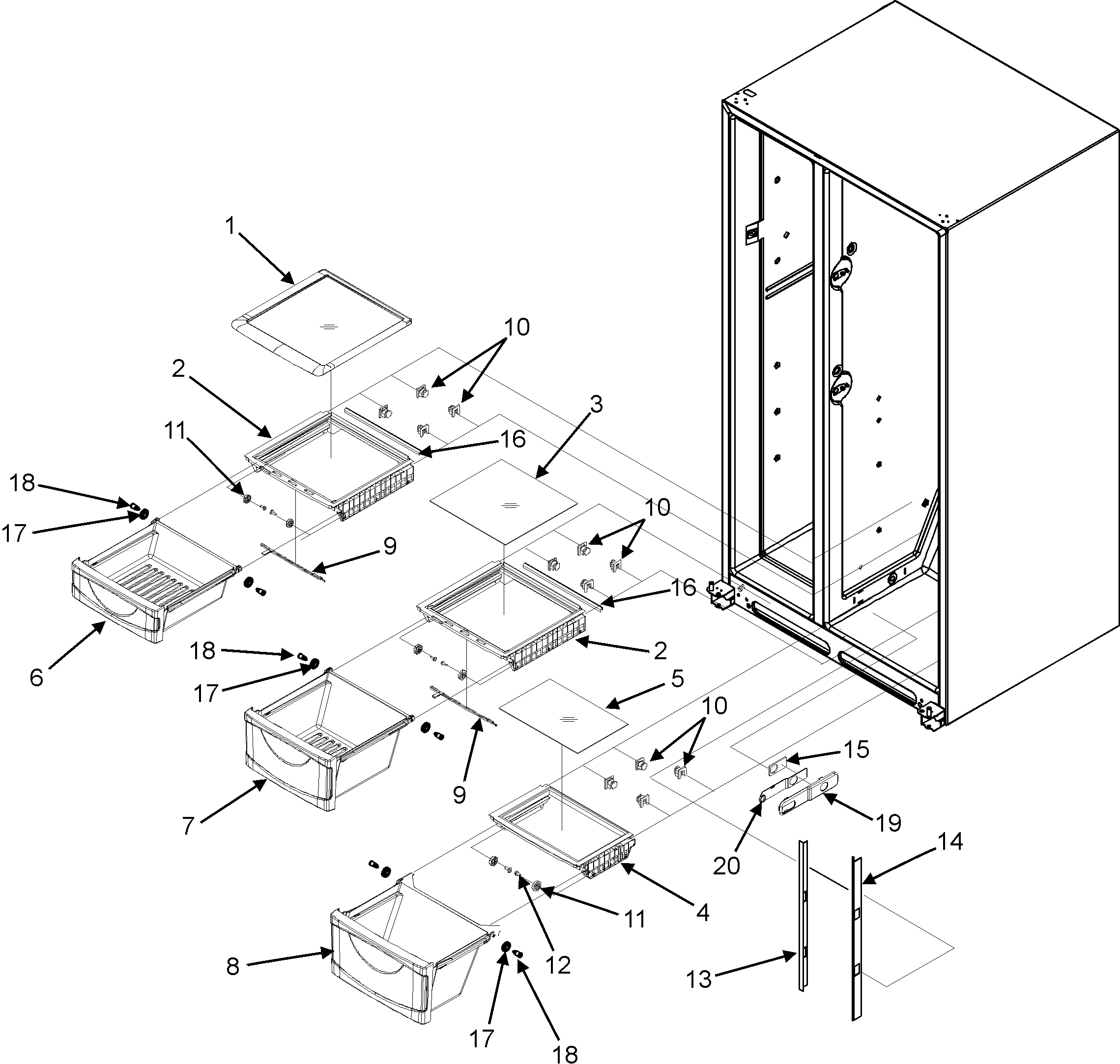 Maytag GS2325GEKW crisper assembly diagram