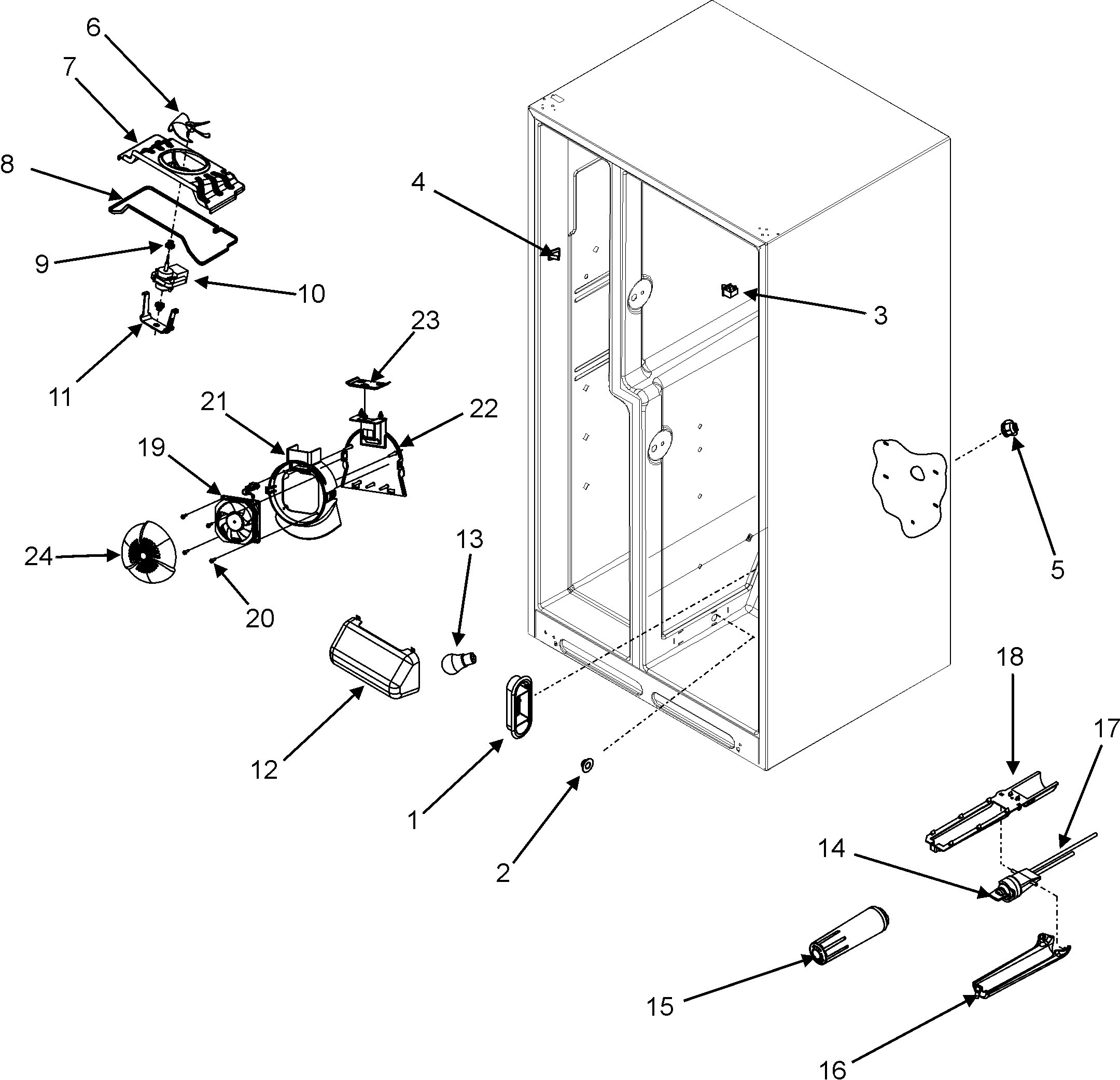 Maytag MZD2669KEQ evap fan/convection fan/crisp lt/filter diagram