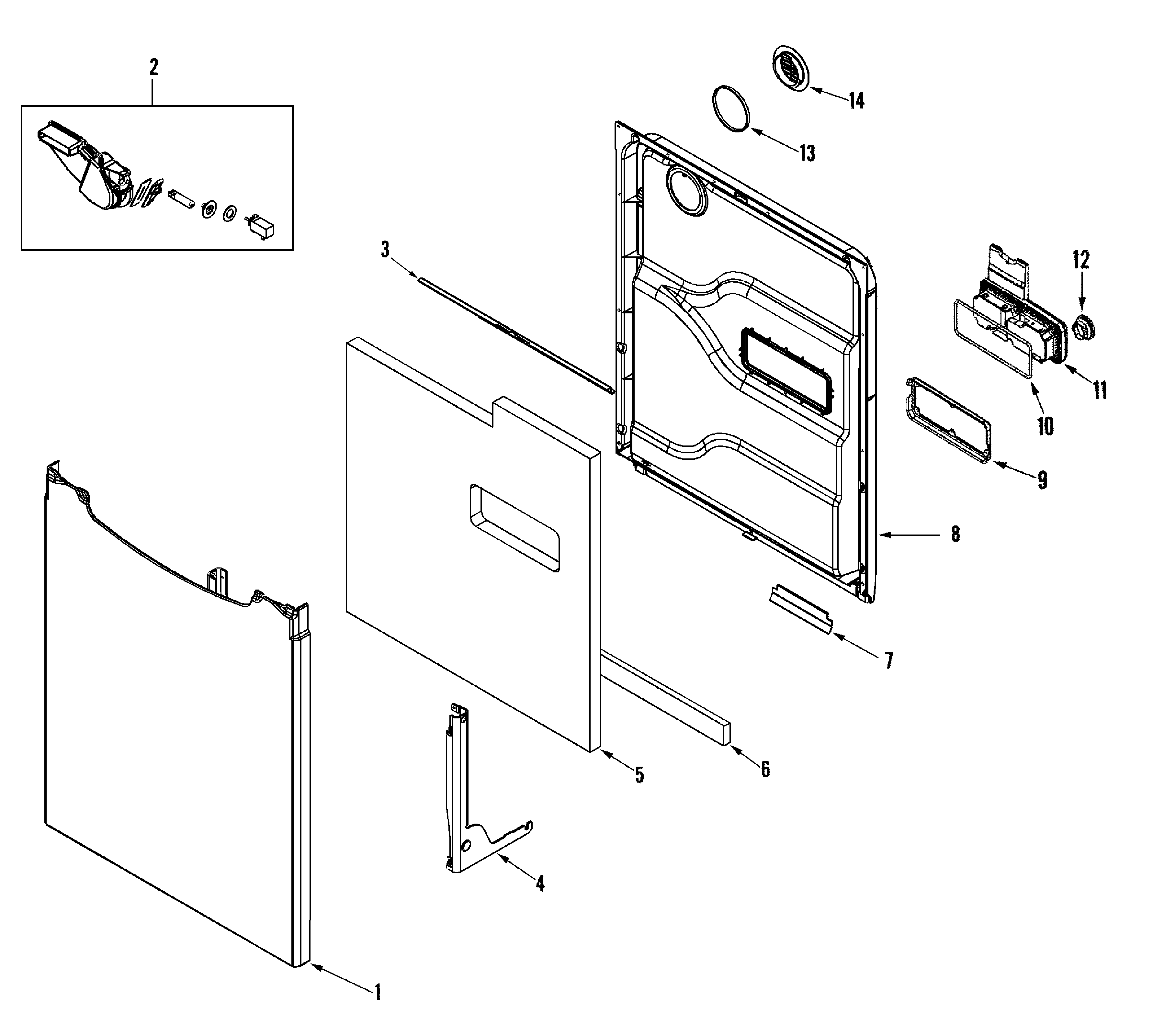 Maytag MDBS561AWW door diagram