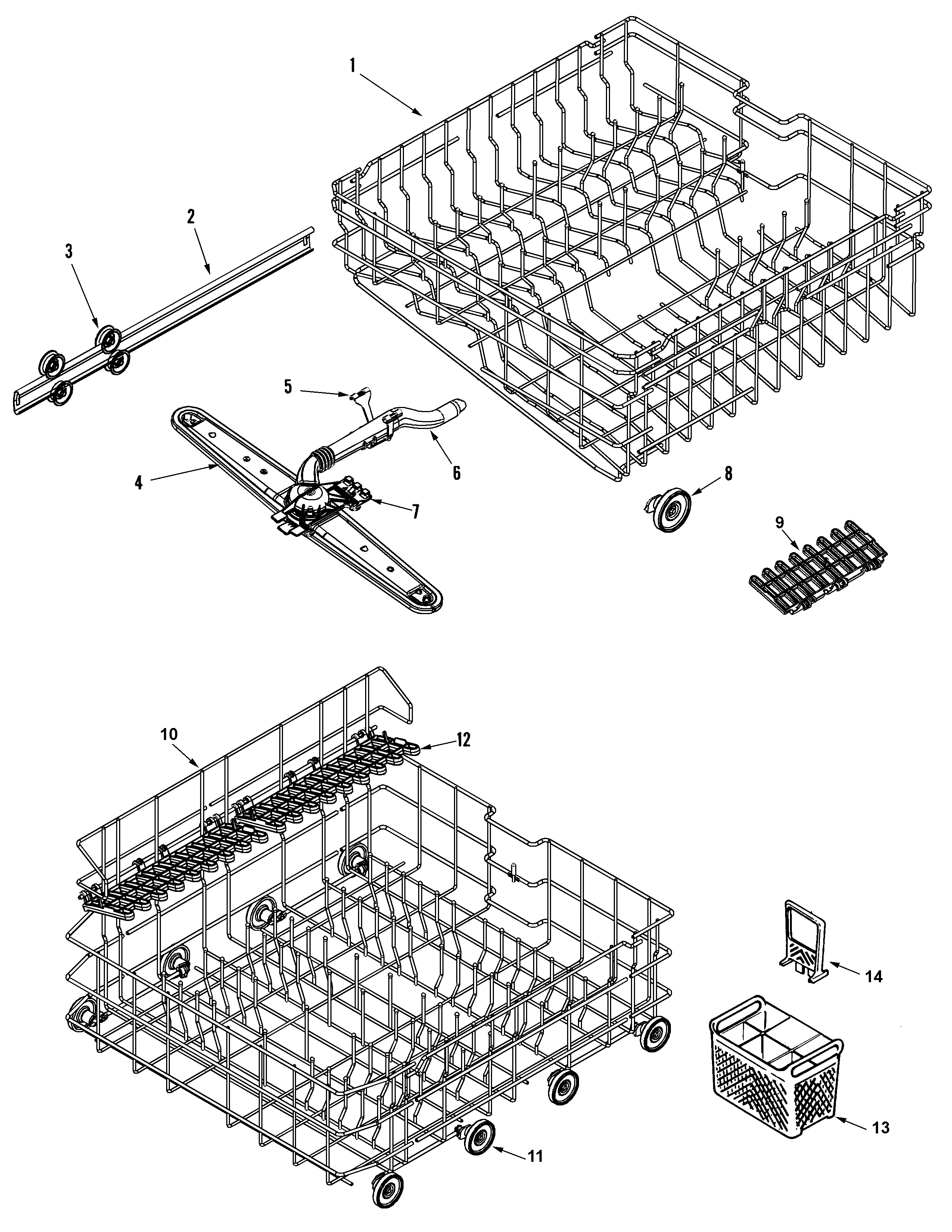 Maytag MDBS561AWW track & rack assembly diagram
