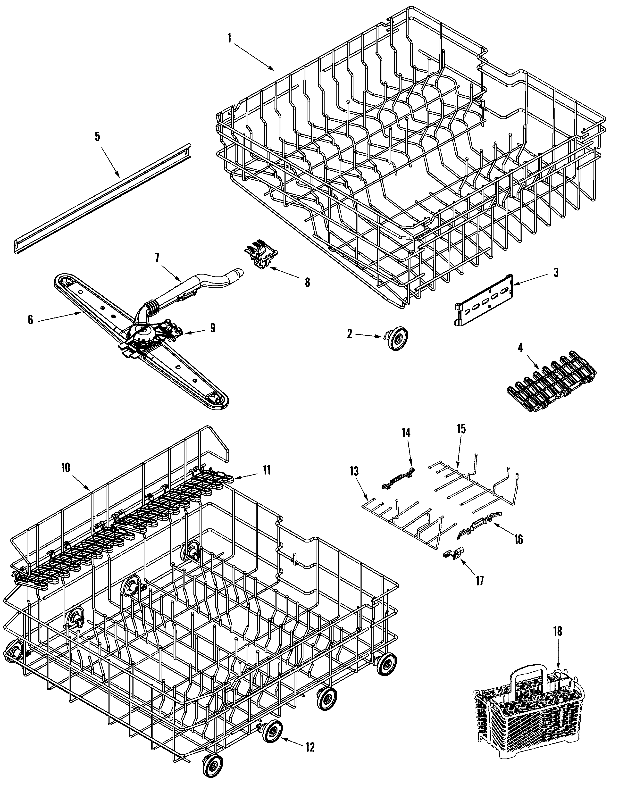 Maytag MDB8751AWB rail & rack assembly diagram
