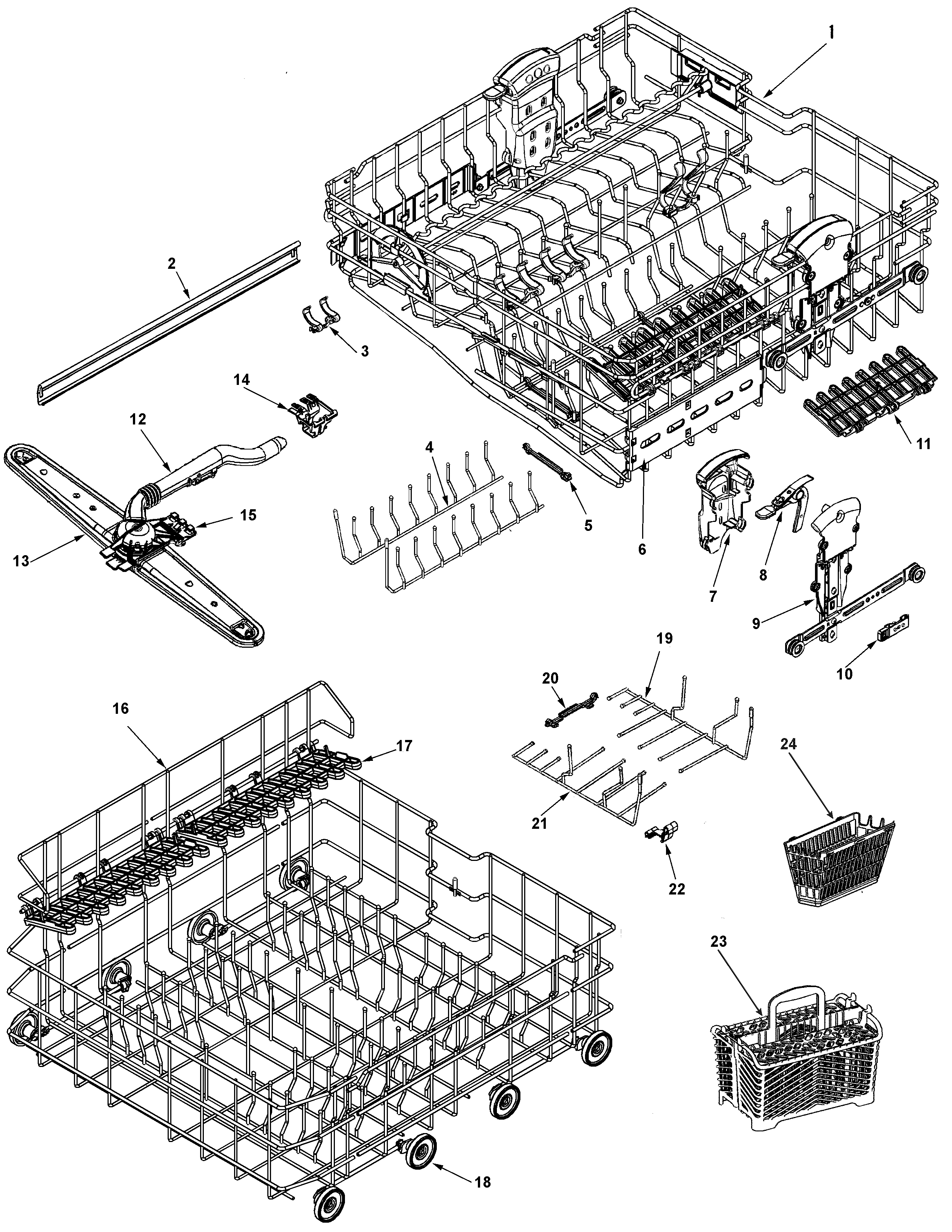 Maytag MDB8951AWS10 rail & rack assembly diagram