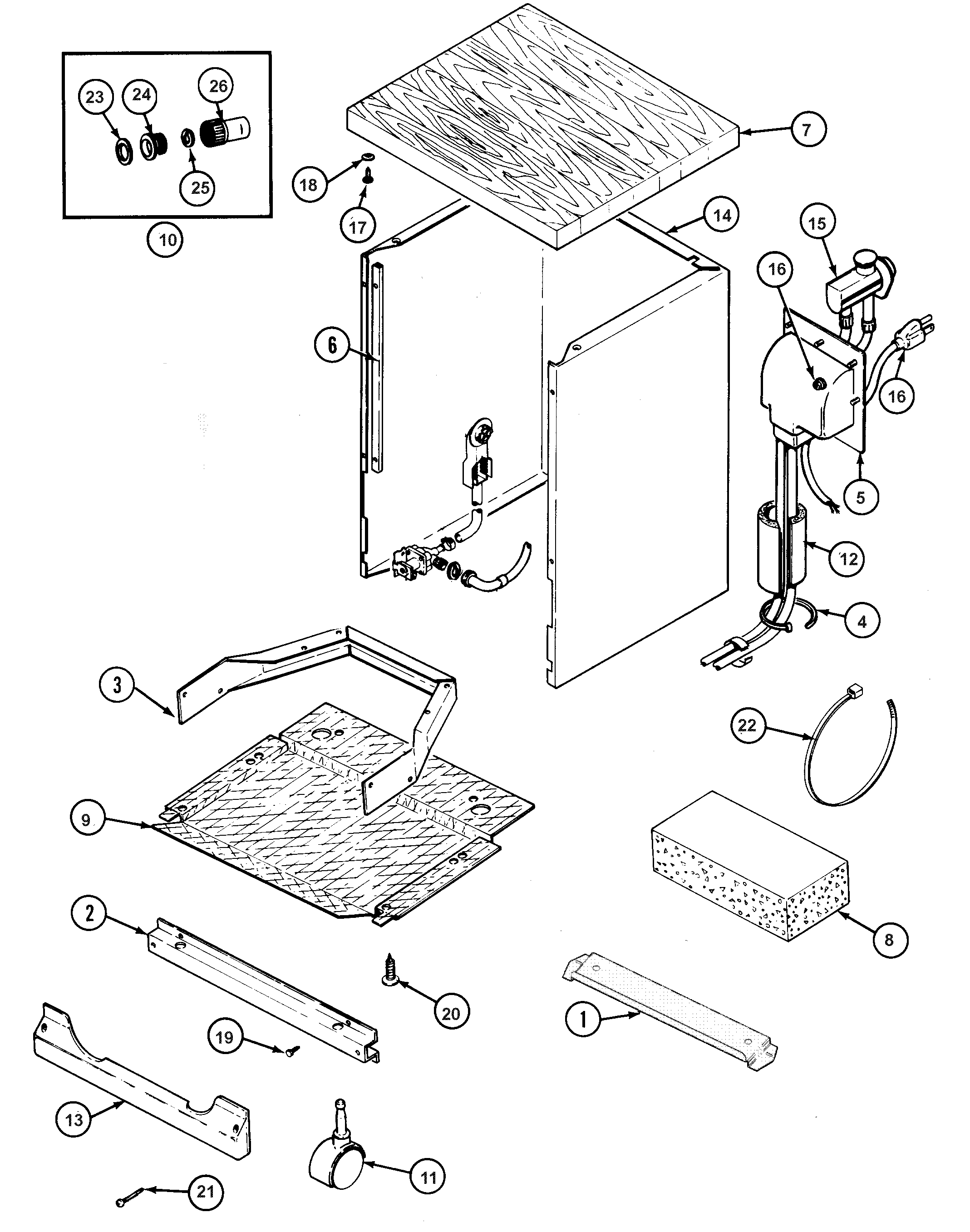 Maytag MDC4650AWW cabinet & faucet coupler assy. diagram