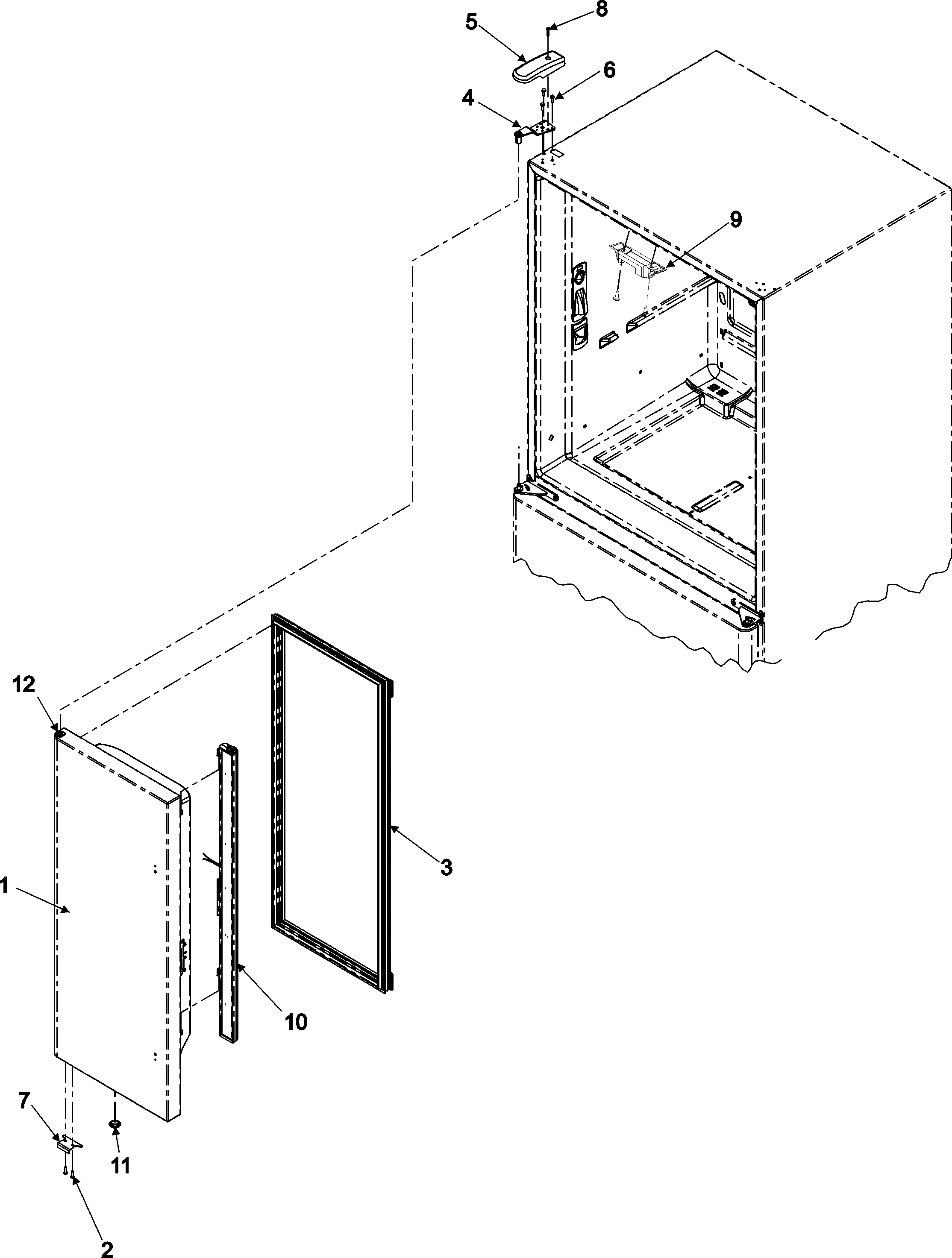 Kenmore Elite 59676574600 left refrigerator door diagram