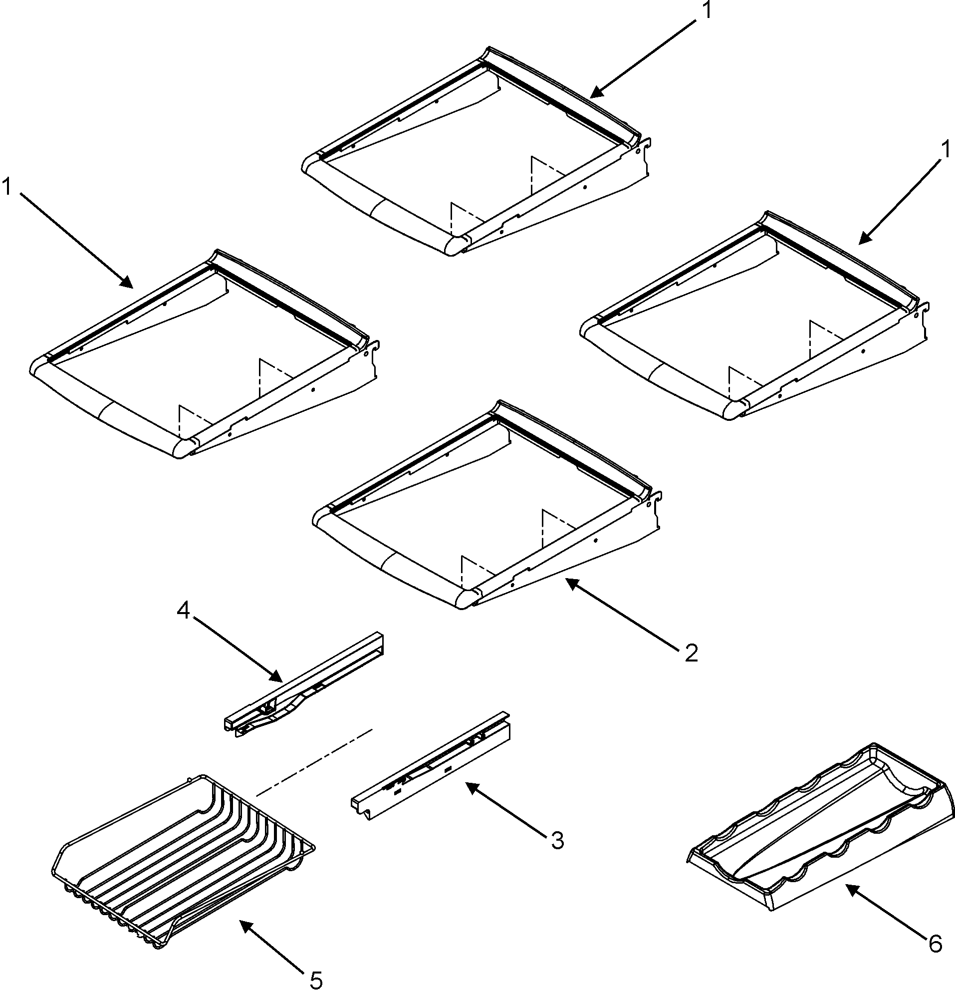 Maytag MFF2557KES refrigerator shelves diagram